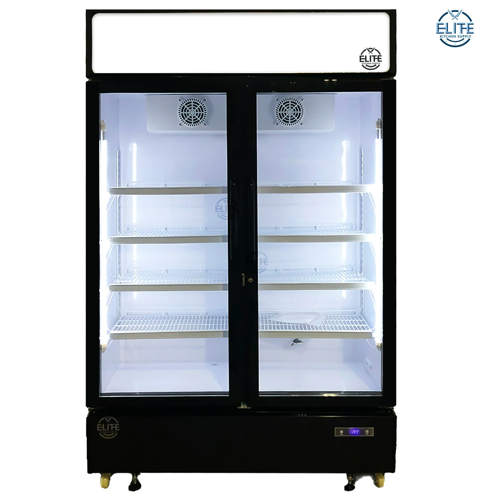 NSF48 in. Commercial Glass Door Refrigerator Cooler Merchandiser 26 Cu. Ft. Two Door Upright Showcase ETL