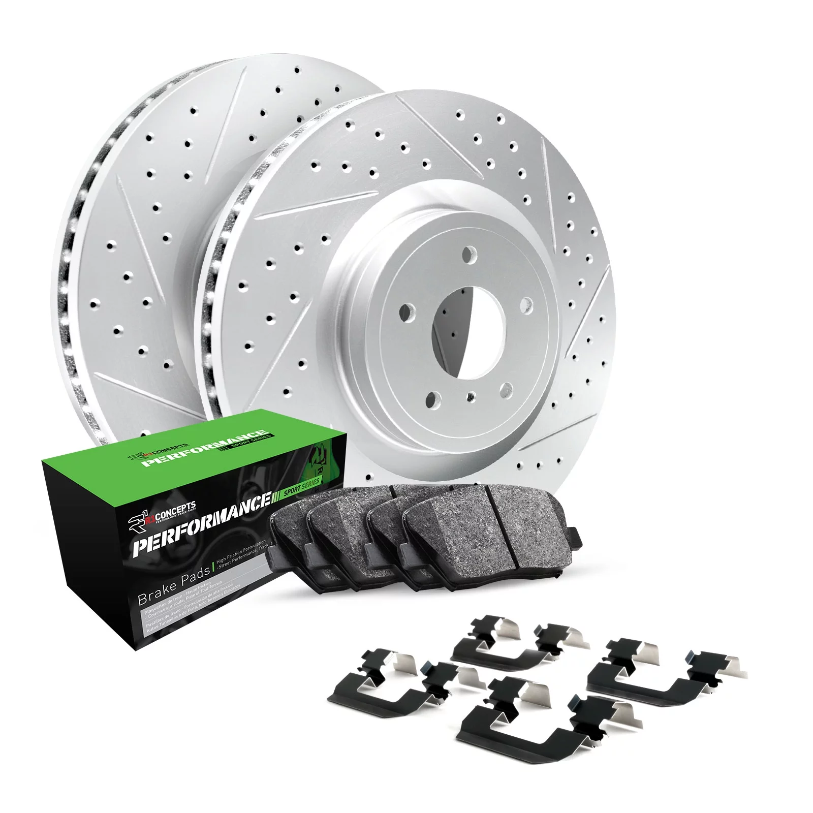 R1 Concepts Rear Brakes and Rotors Kit |Rear Brake Pads| Brake Rotors and Pads| Peformance Sport Brake Pads and Rotors |Hardware WBSH1-73066