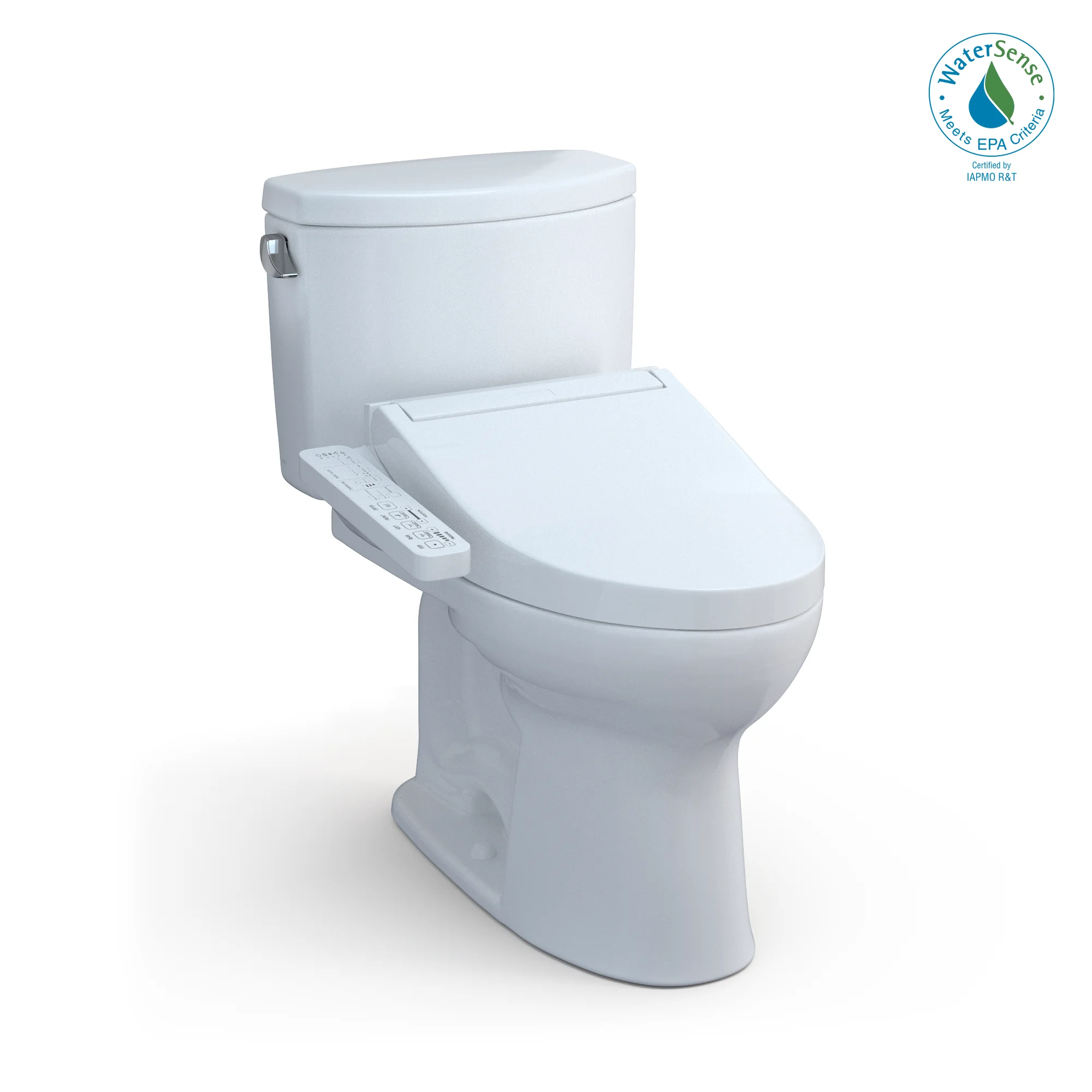TOTO WASHLET+ Drake II Two-Piece Elongated 1.28 GPF Toilet and WASHLET+ C2 Bidet Seat, Cotton White - MW4543074CEFG#01