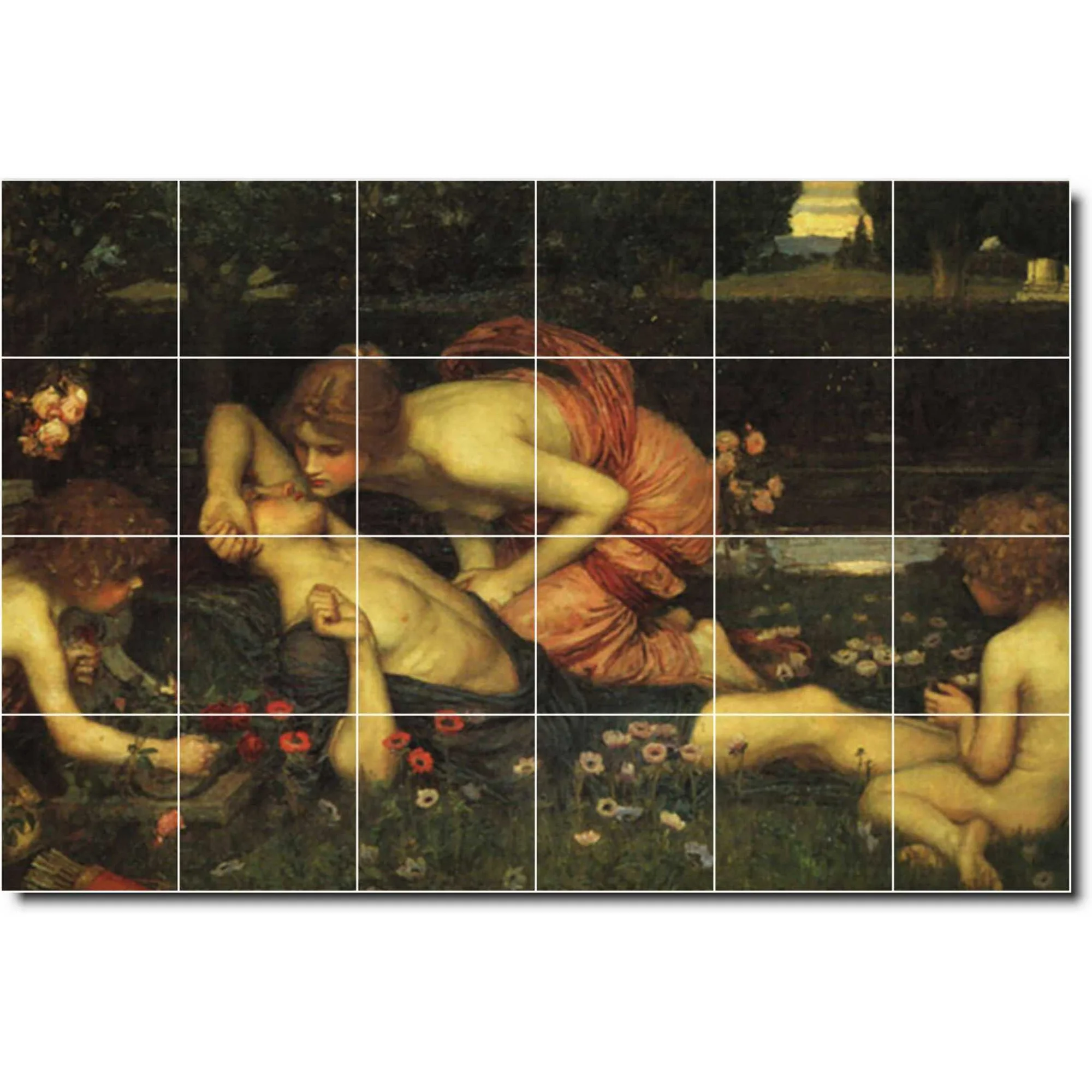 Ceramic Tile Mural-John Waterhouse Mythology Backsplash Tile Mural 15. 25.5