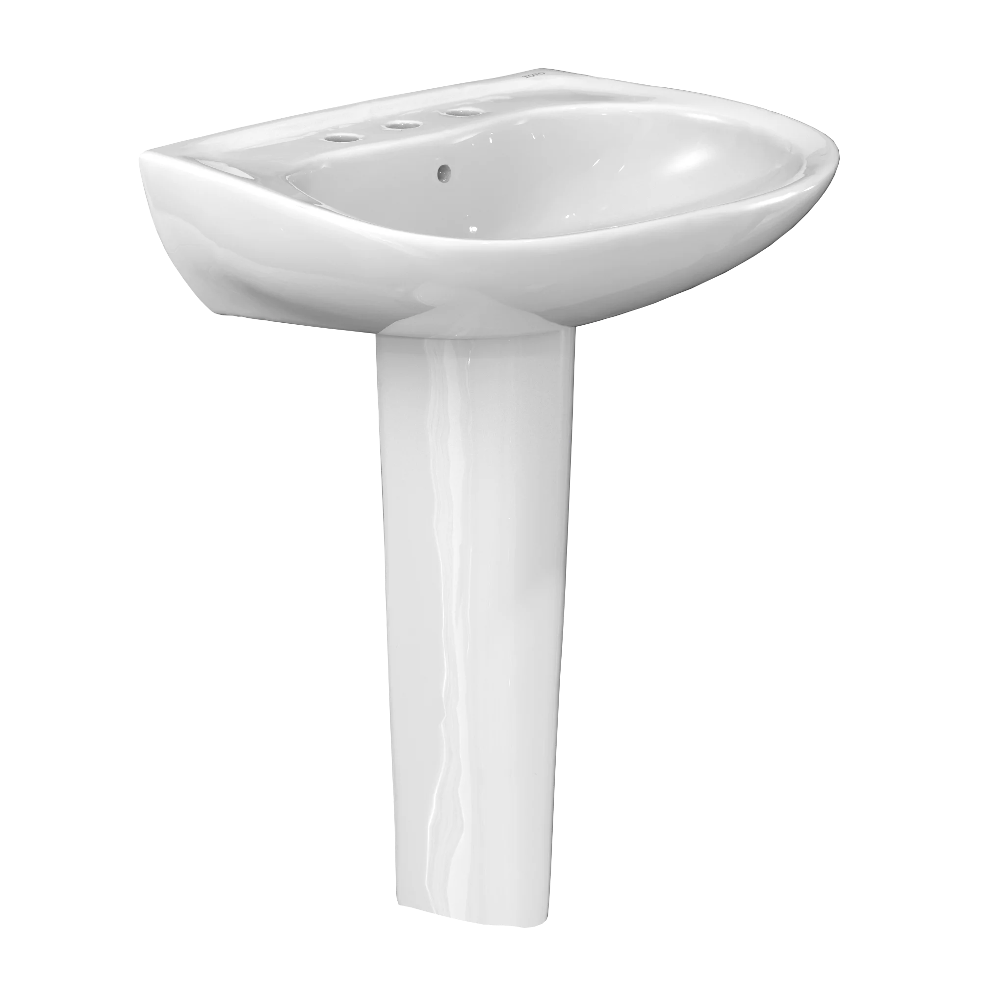 TOTO Prominence Oval Basin Pedestal Bathroom Sink with CEFIONTECT for 8 inch Center Faucets, Cotton White - LPT242.8G#01