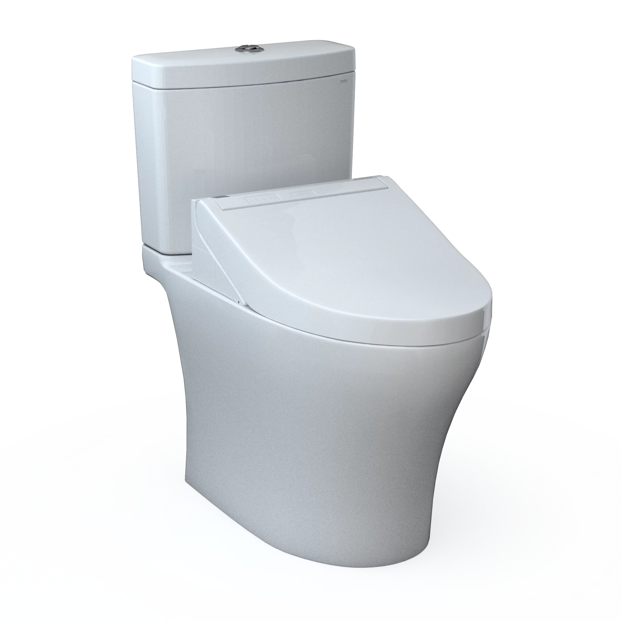 TOTOWASHLET+ Aquia IV Two-Piece Elongated Dual Flush 1.28 and 0.9 GPF Toilet and WASHLET C5 Bidet Seat, Cotton White - MW4463084CEMGN#01