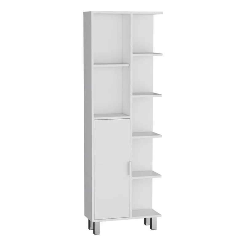 TUHOME Tain Linen Cabinet  White Engineered Wood 6 shelves