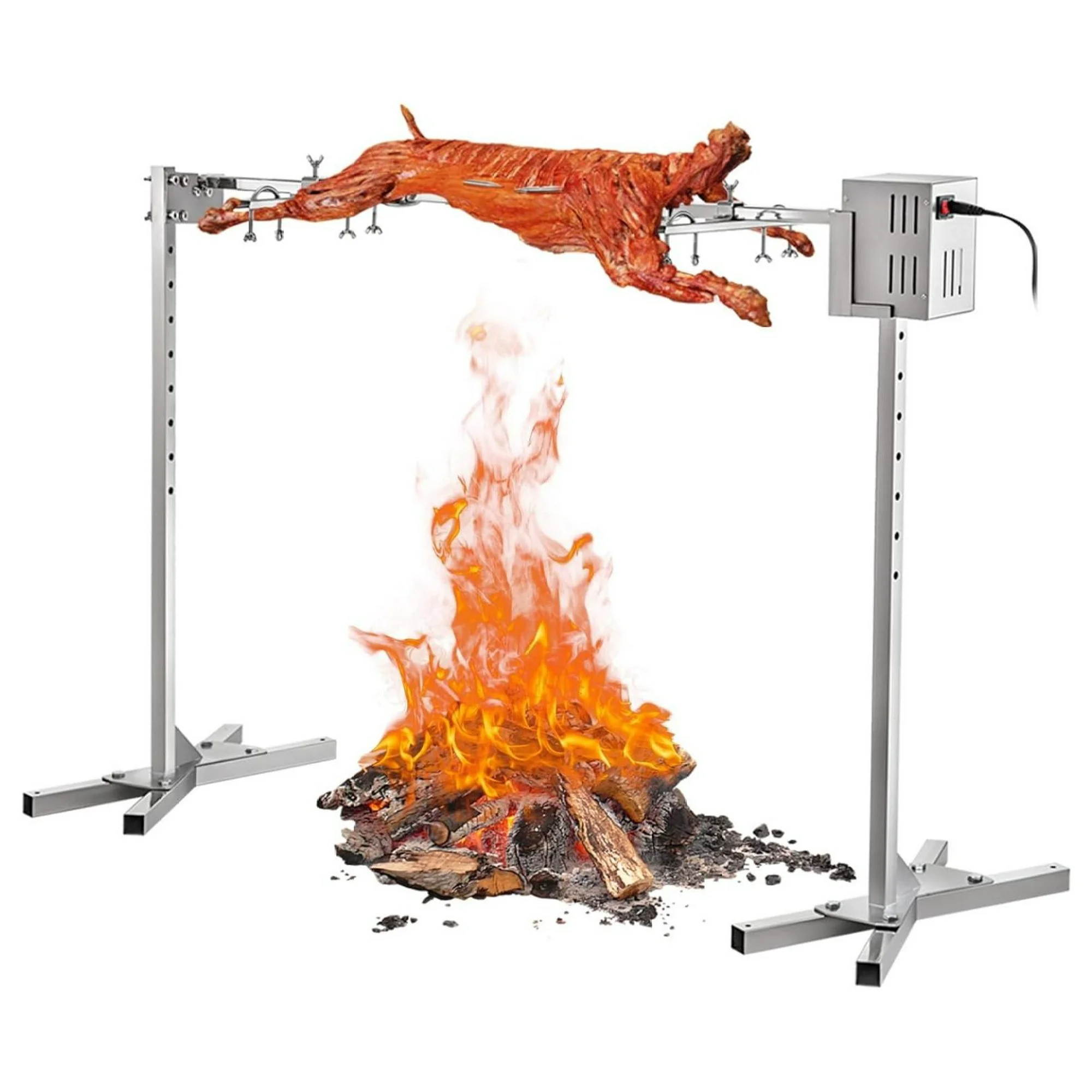 ZHANGHU 46Electric BBQ Rotisserie Grill Kit, 125LB Pig Spit Rotisserie Grill, 32W Universal Rotisserie Kit for Grill, Pig Rotisserie Motor Kit Heavy Duty for Pig Rotisserie Lamb