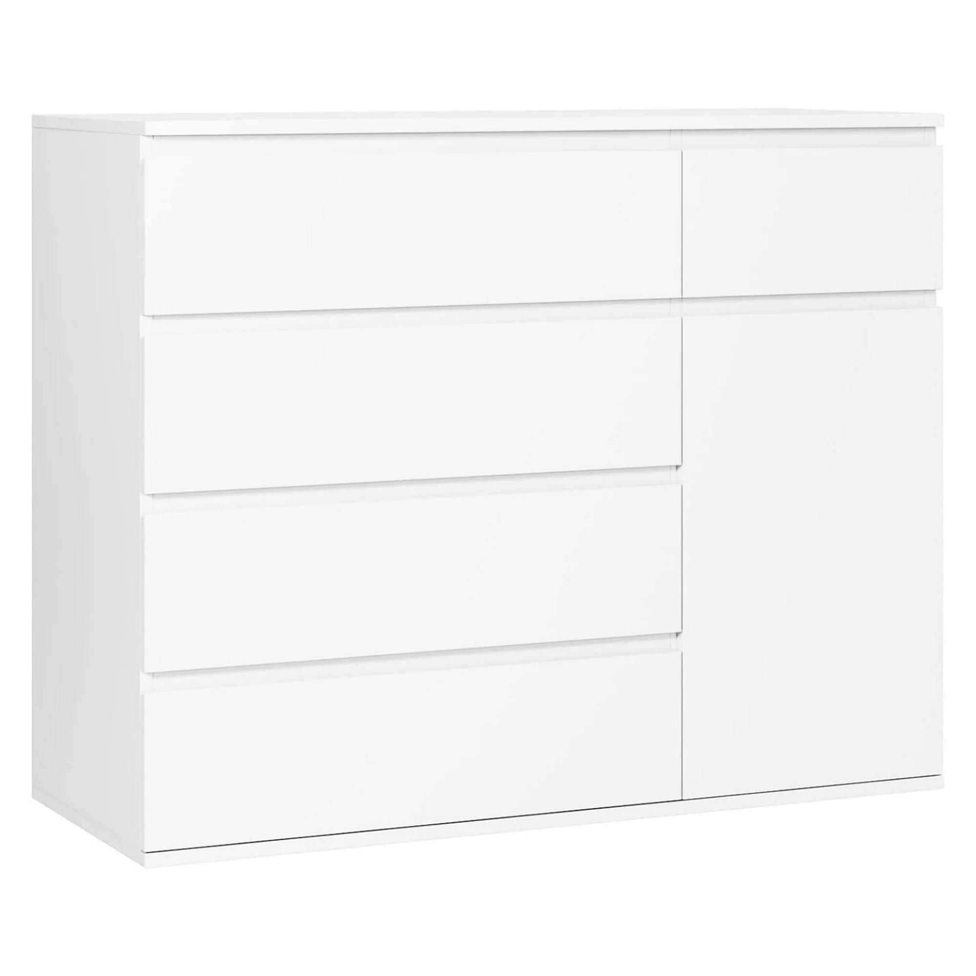 ZHANGHU 5 Drawer Dresser, White Dresser Modern Dresser for TV Stand, Double Dresser Wide Storage Chests of Drawer with Door, Deep Drawers and Wide Storage Space