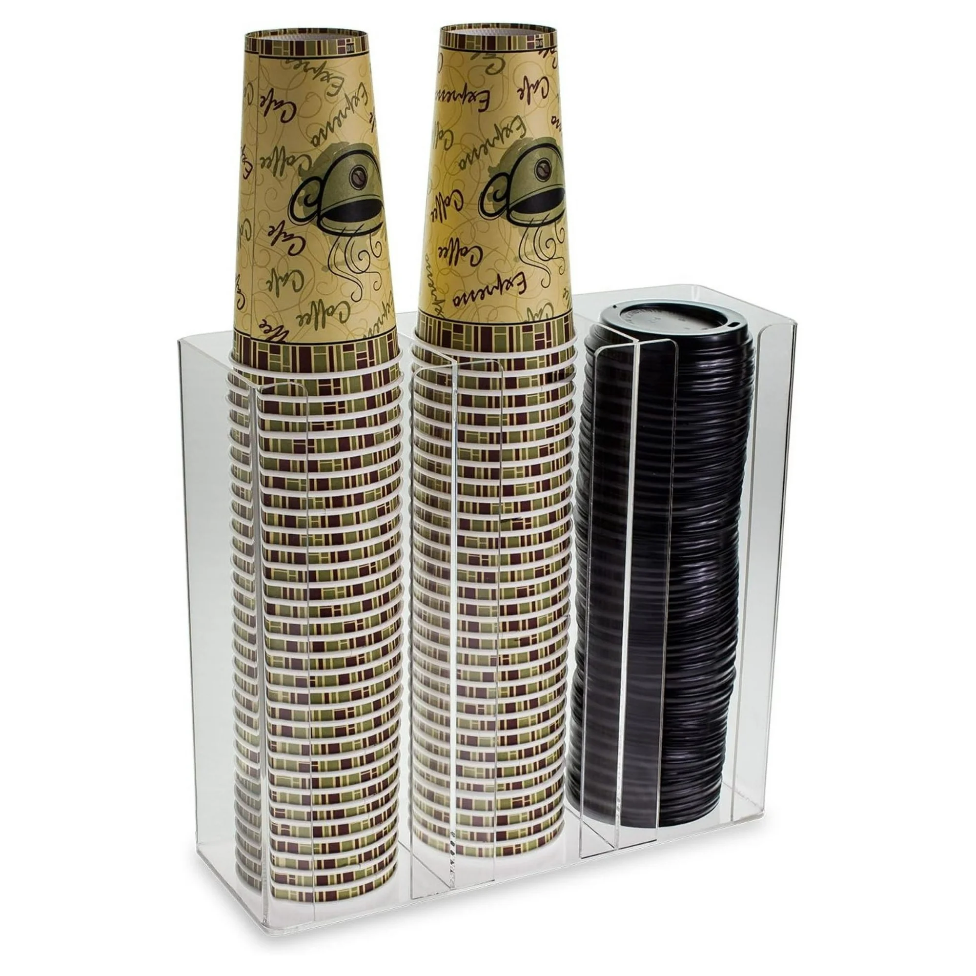 ZHANGHU Deluxe Clear Coffee Cup/Lid Soda Fountain Organizer Wall Mount or Counter Top Use