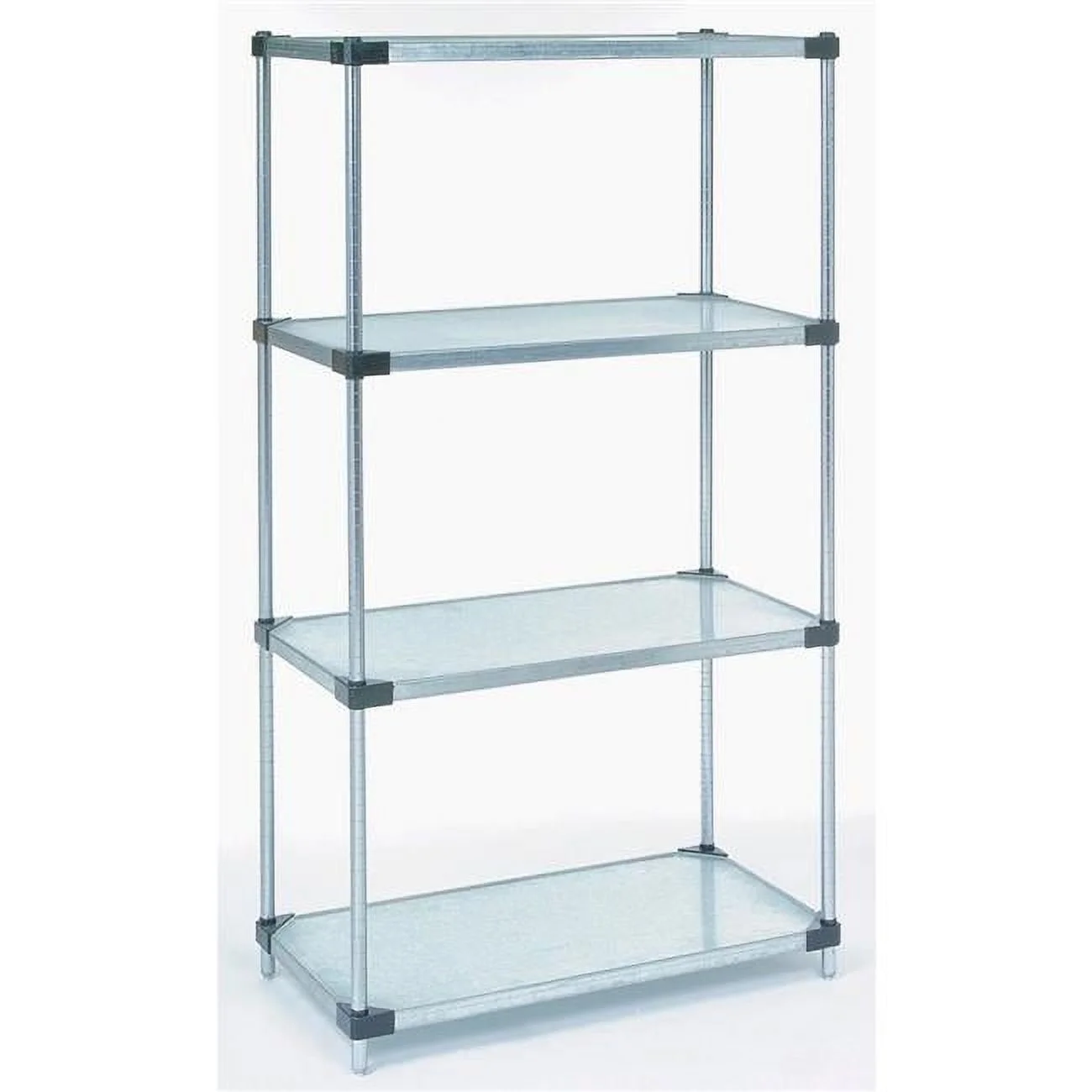 Nexel 4 Tier Shelving Starter Unit, Solid Galvanized Steel, 42