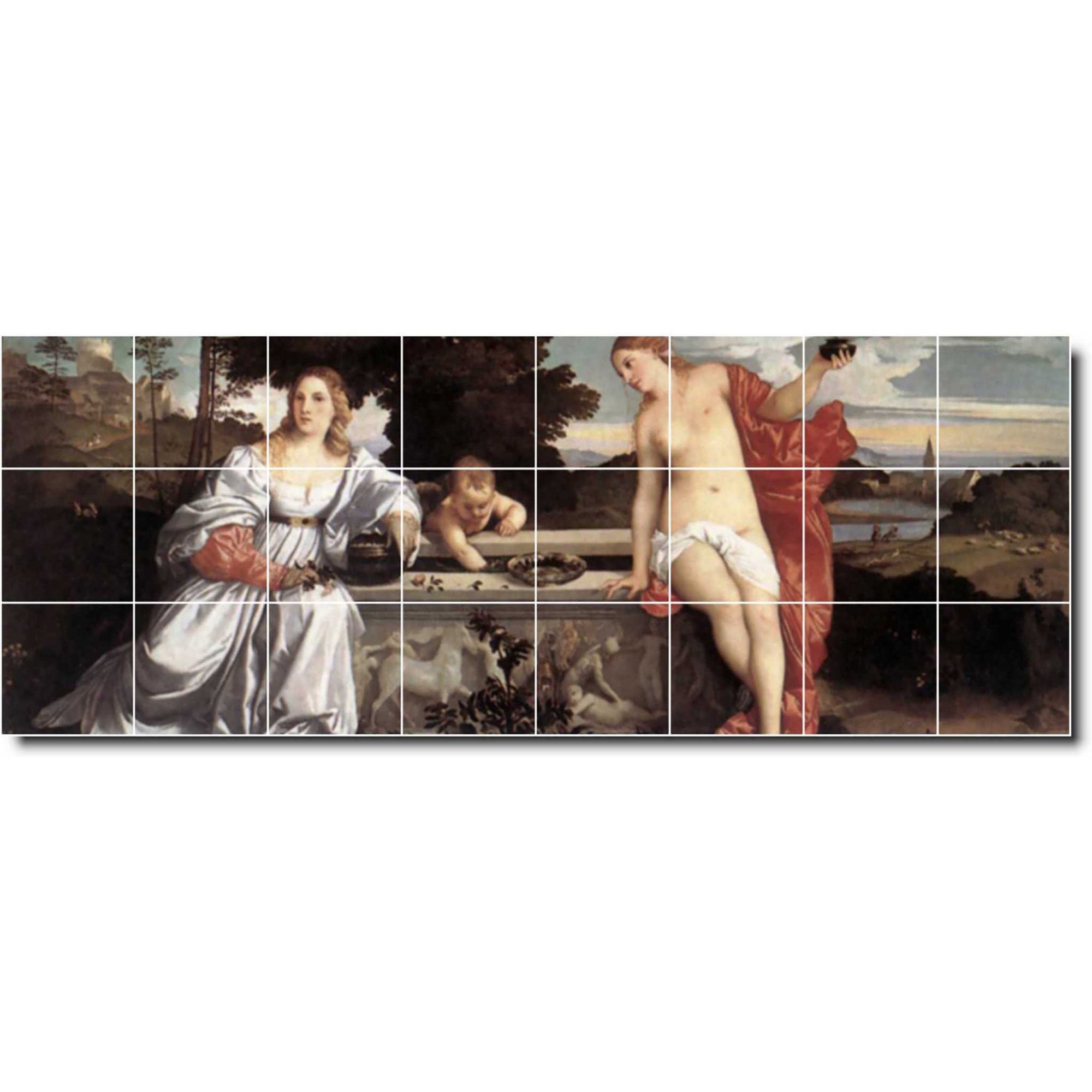 Ceramic Tile Mural-Titian Nudes Backsplash Tile Mural 6. 34