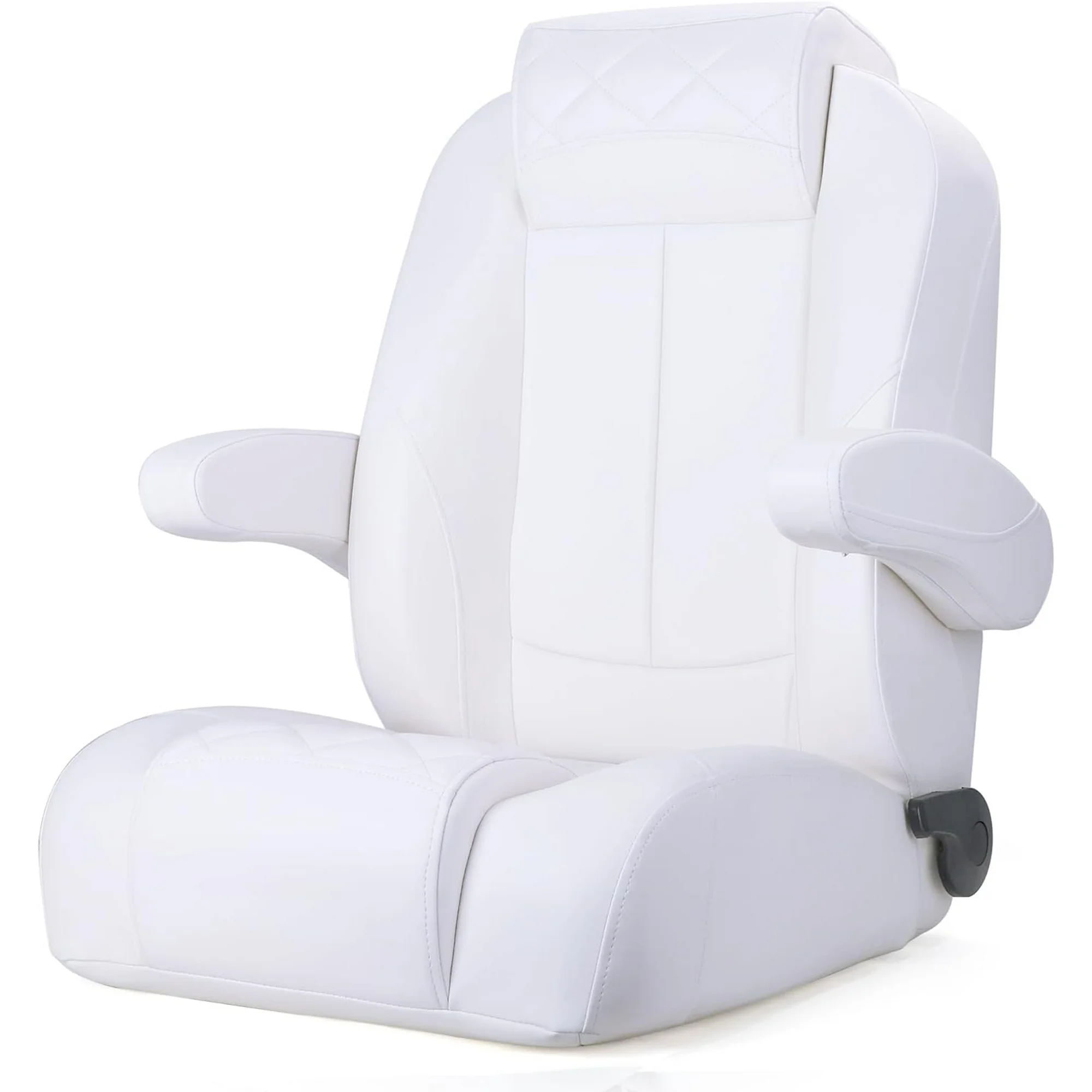 NORTHCAPTAIN Premium Reclining Pontoon High Back Captain's Chair Boat Bucket Seat with Armrest,White