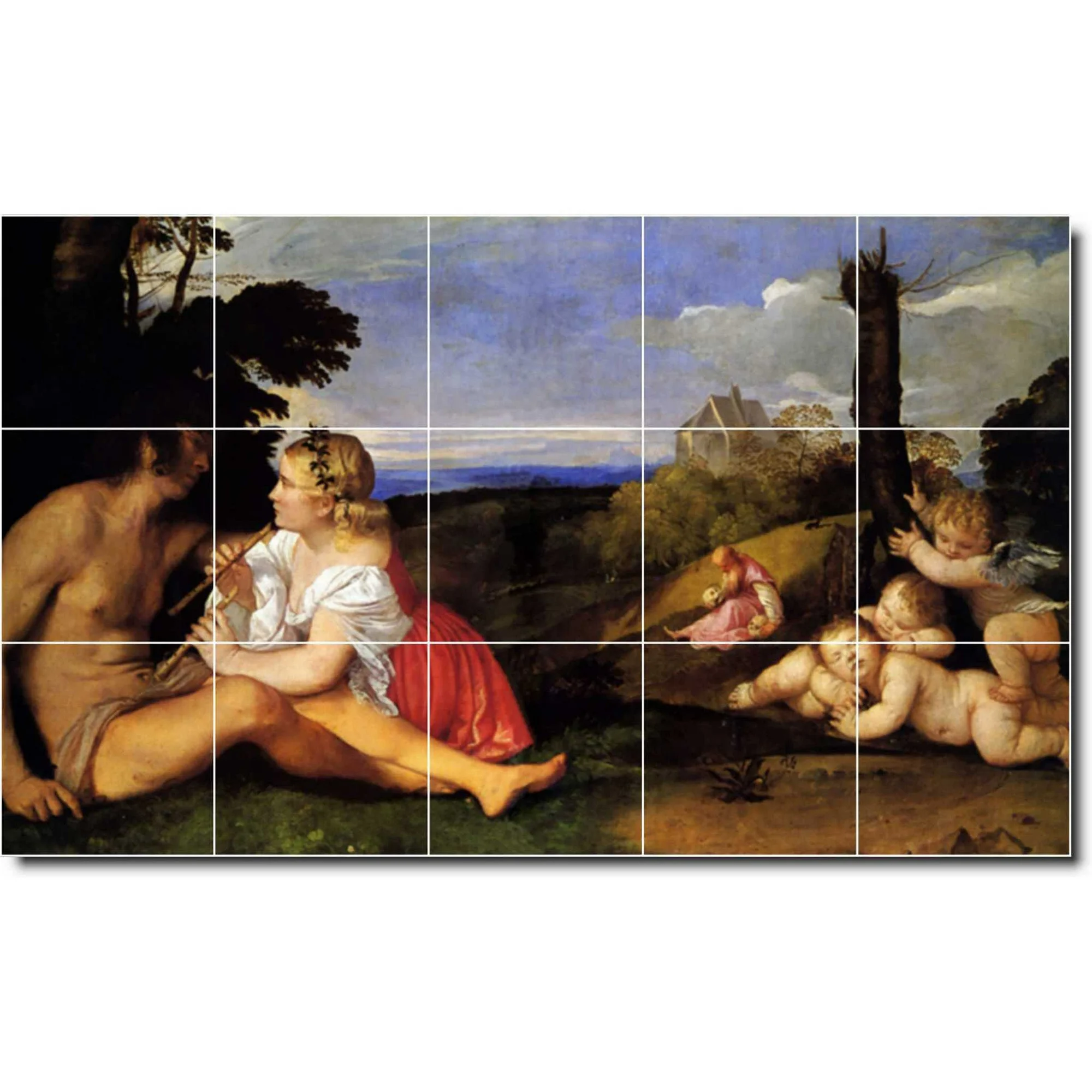 Ceramic Tile Mural-Titian Mythology Kitchen Tile Mural 2. 60