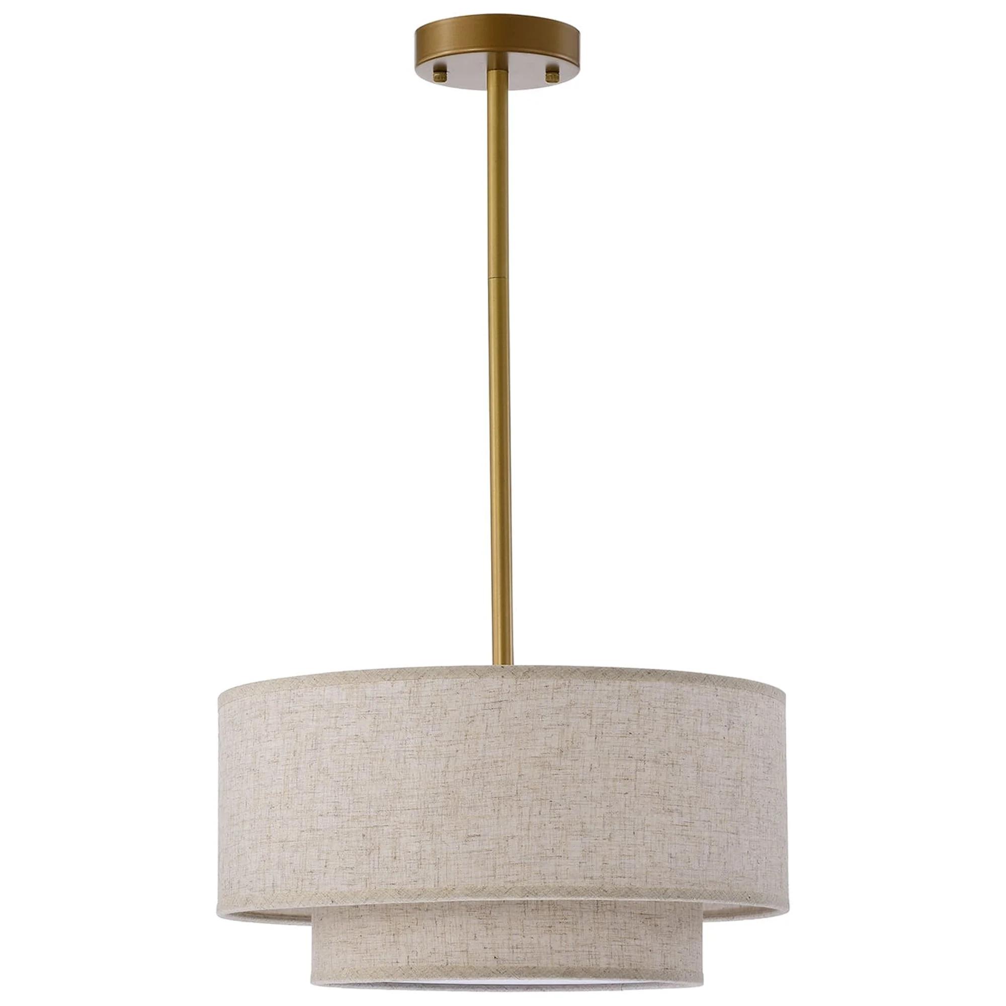 Warehouse of Tiffany Alena Matte Gold 3-Light Two-Tier Fabric Drum Shade Chandelier