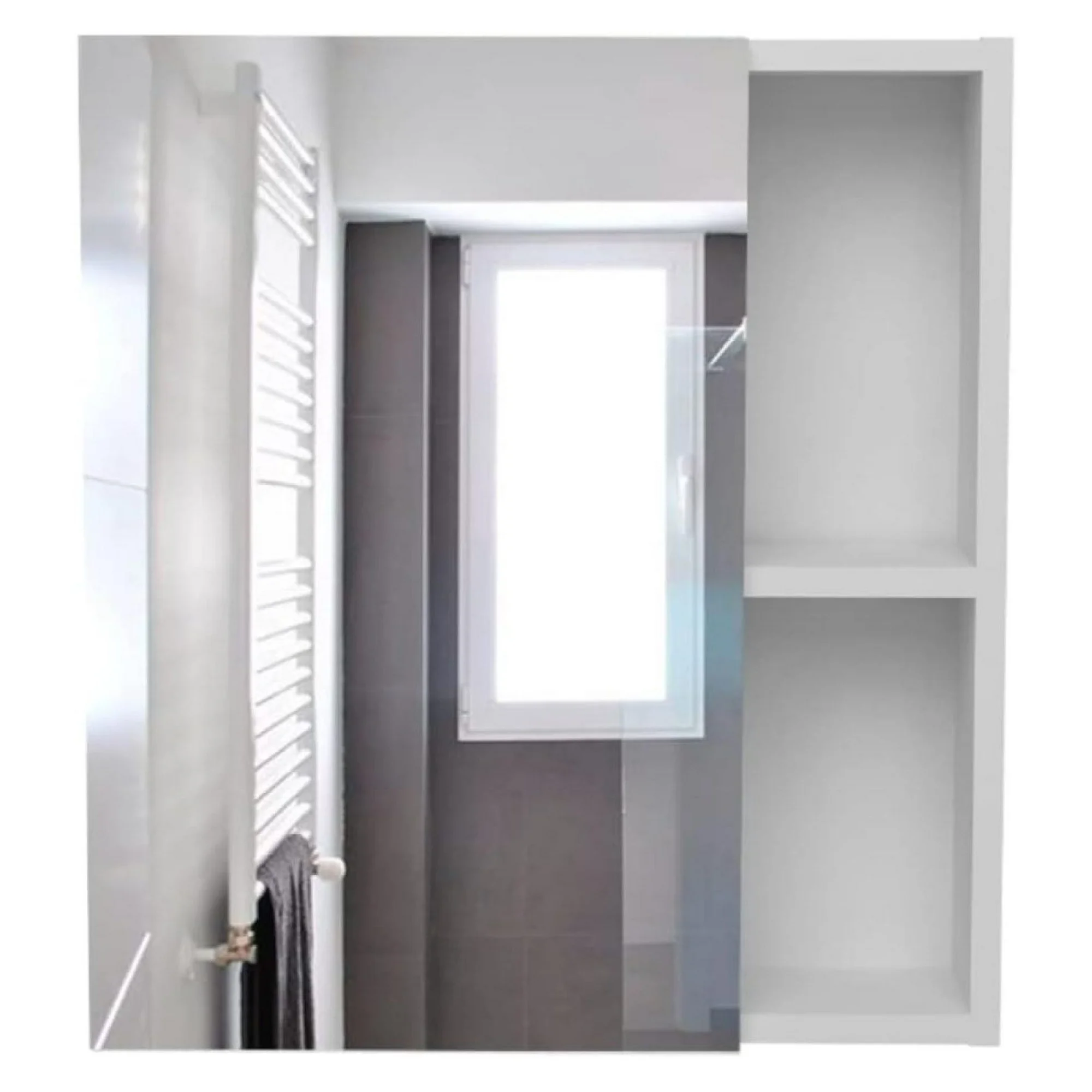 ZHANGHU Andes Medicine Single Door Cabinet With Mirror, Five Interior Shelves, White