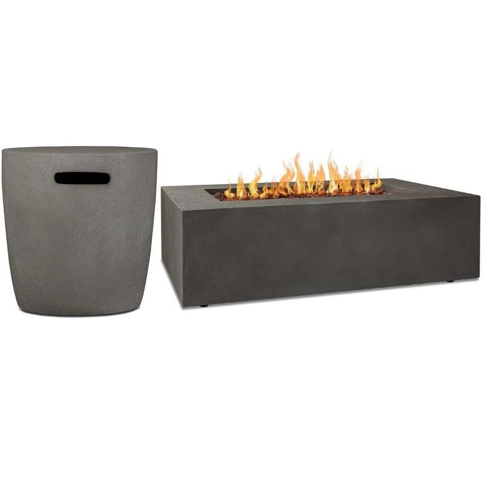 Home Square 2-Piece Set with Propane Fire Table & Tank Cover in Glacier Gray
