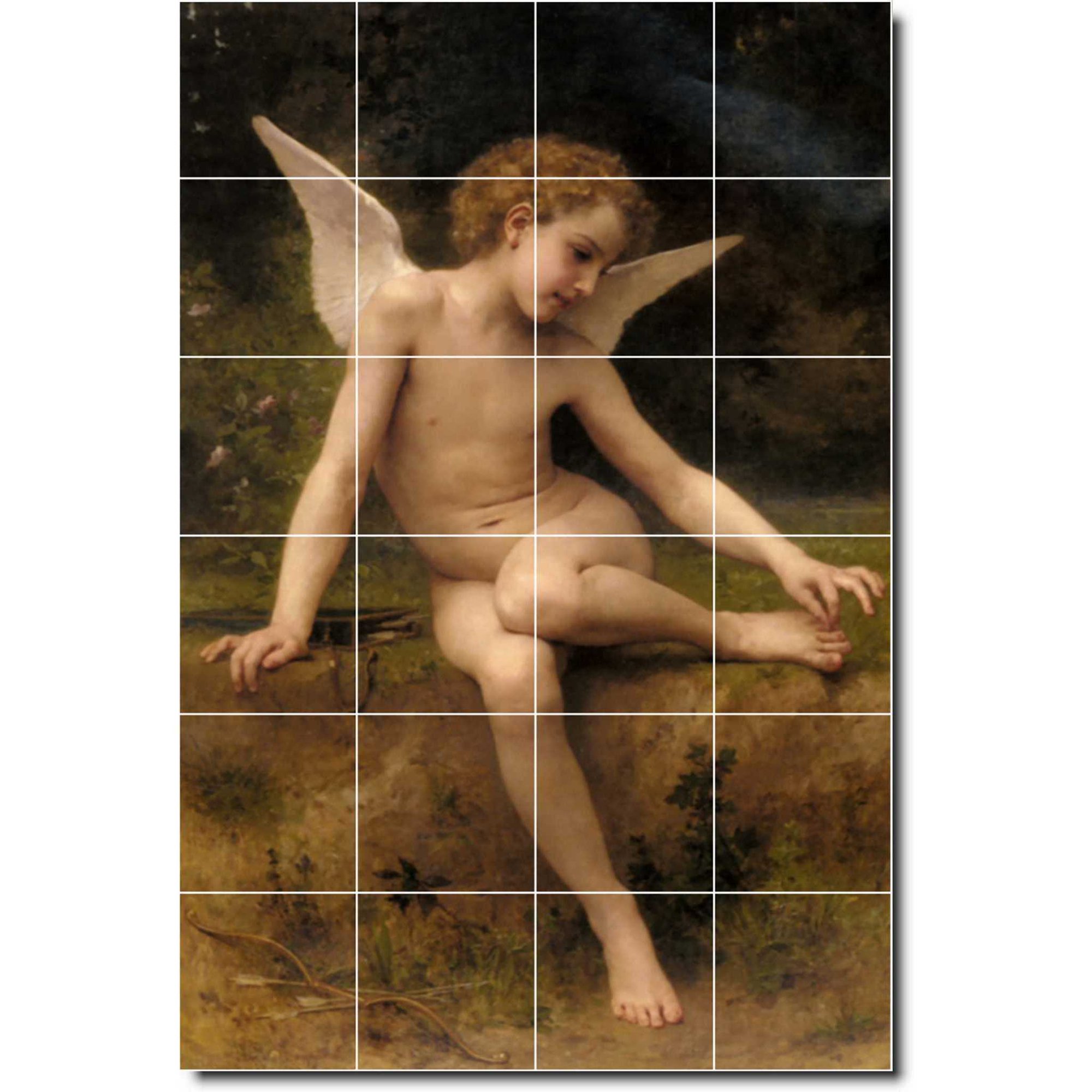 Ceramic Tile Mural-William Bouguereau Angels Kitchen Tile Mural 9. 24