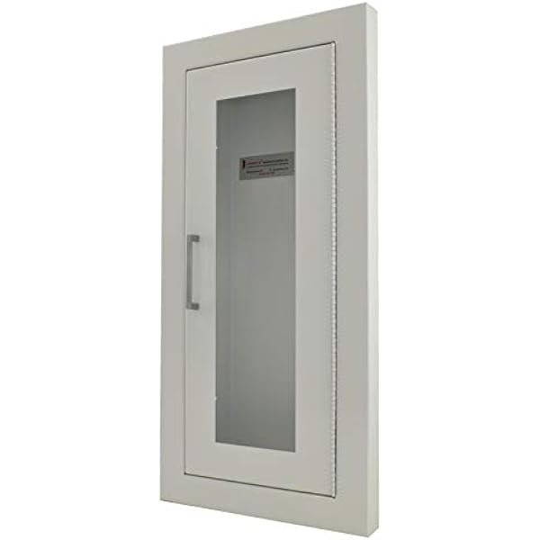 ZHANGHU 2409-5R Semi-Recessed Fire Extinguisher Cabinet-White Baked Enamel-Full Clear Acrylic Door