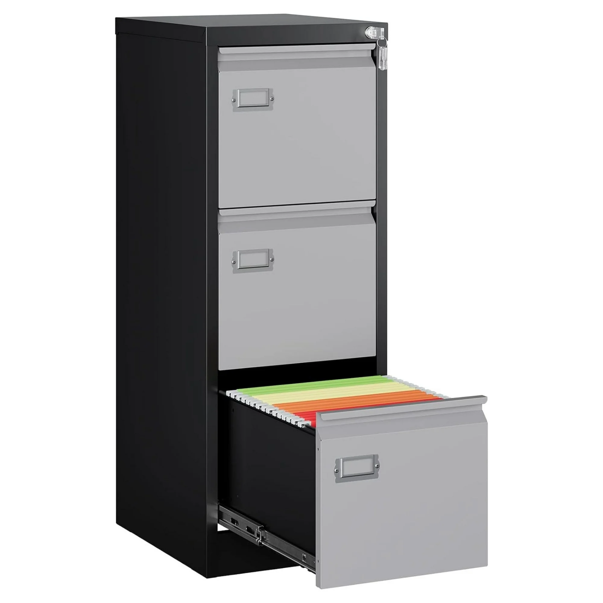 ZHANGHU 3 Drawer File Cabinet, Metal Vertical Filing Cabinets with Lock, Home Office File Folders Storage Cabinet for Letter Legal A4 File Size