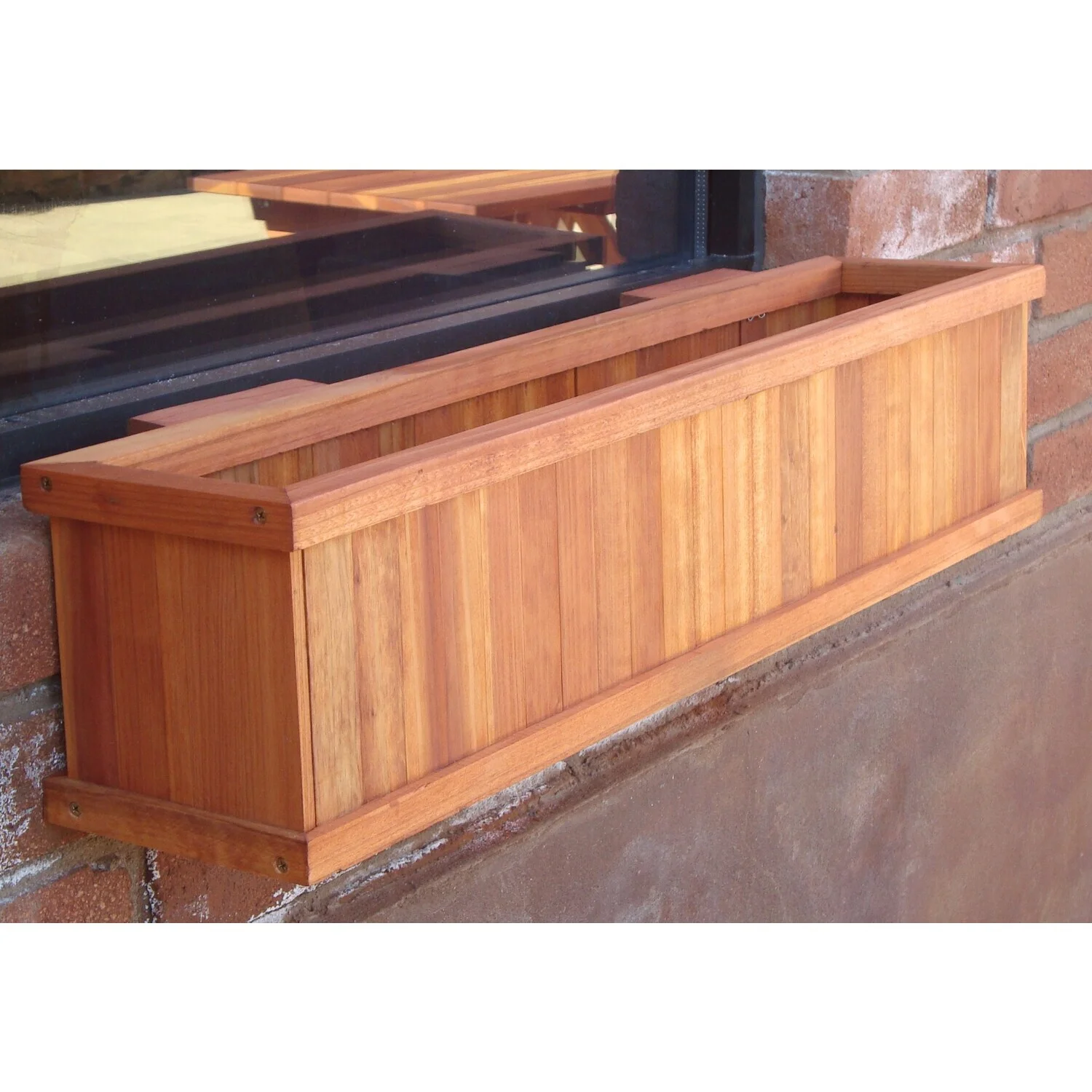 HomeStock 48 In. Window planter Box With Heart Stain