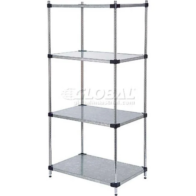 Nexel 5 Tier Solid Galvanized Steel Shelving Starter Unit, 48