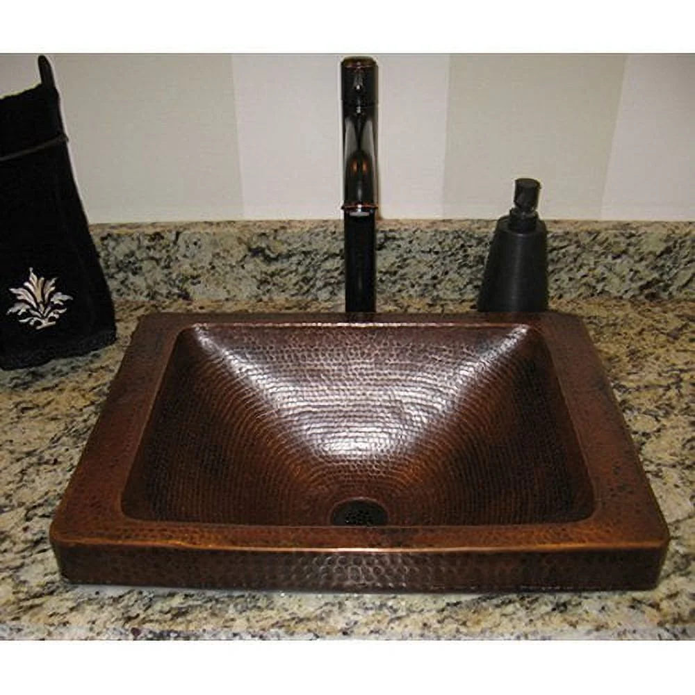 Novatto  Santa Cruz Copper Drop-in Bathroom Sink, Antique