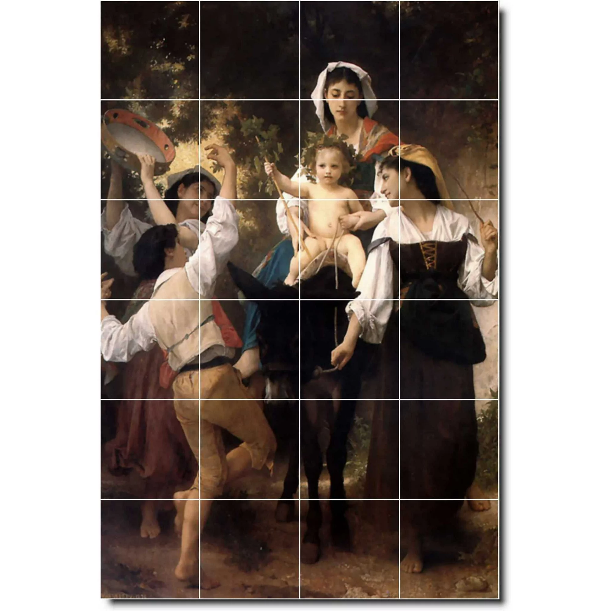 Ceramic Tile Mural-William Bouguereau People Kitchen Tile Mural 14. 24