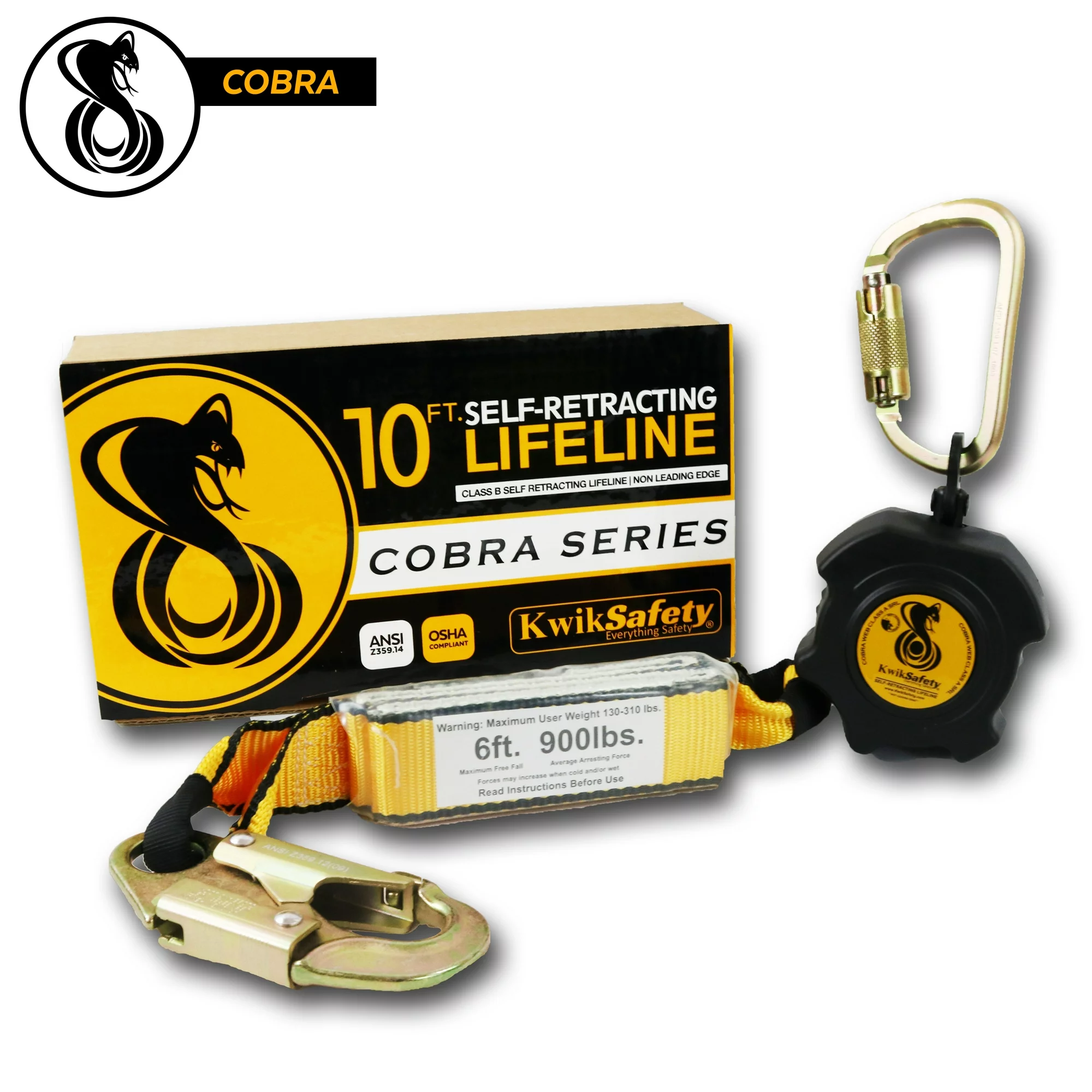 KwikSafety 10 COBRA Self Retracting Lifeline ANSI Class A Poly Web SRL