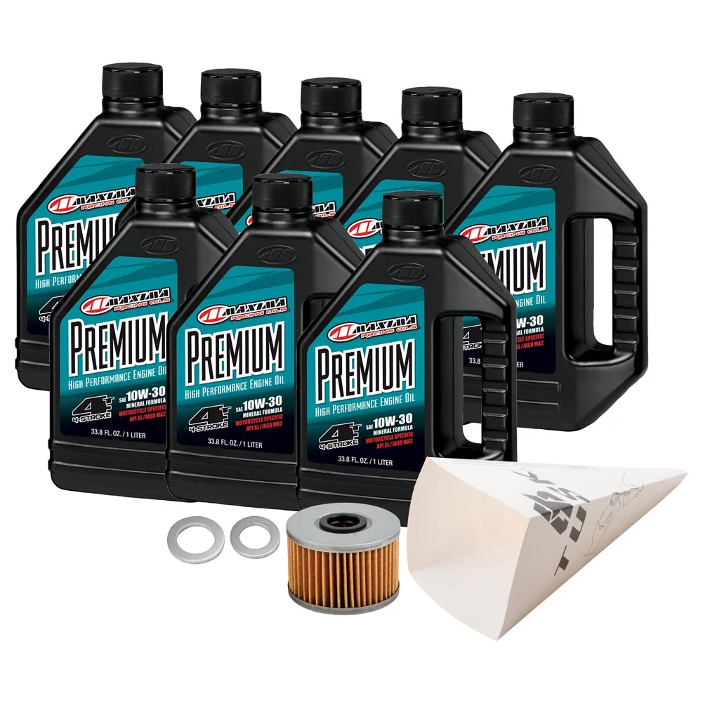 Tusk 4-Stroke Oil Change Kit Engine, DCT and Sub Trans Oil Change with DCT Filter Maxima Premium 10W-30 For Honda Pioneer 1000-6 Deluxe Crew 2023