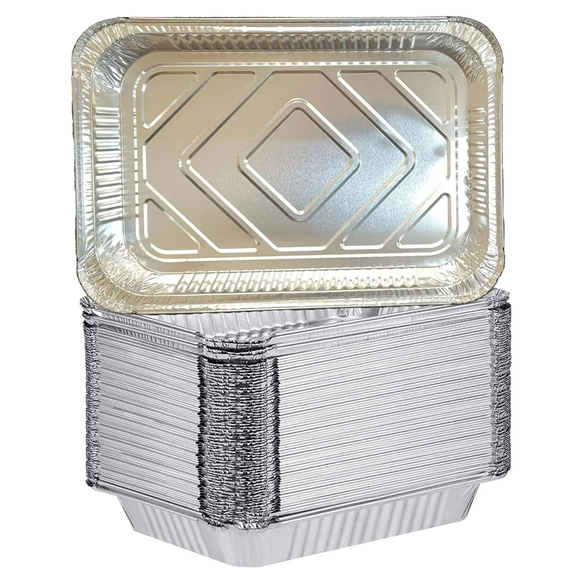 ZHANGHU 4 LB Aluminum Pans, 12 x 8 x 1.7 Trays, Pans for Baking, Roasting, Broiling (250 Counts)