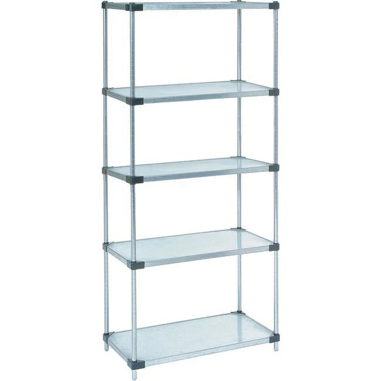 Nexel 5 Tier Shelving Starter Unit, Solid Galvanized Steel, 24
