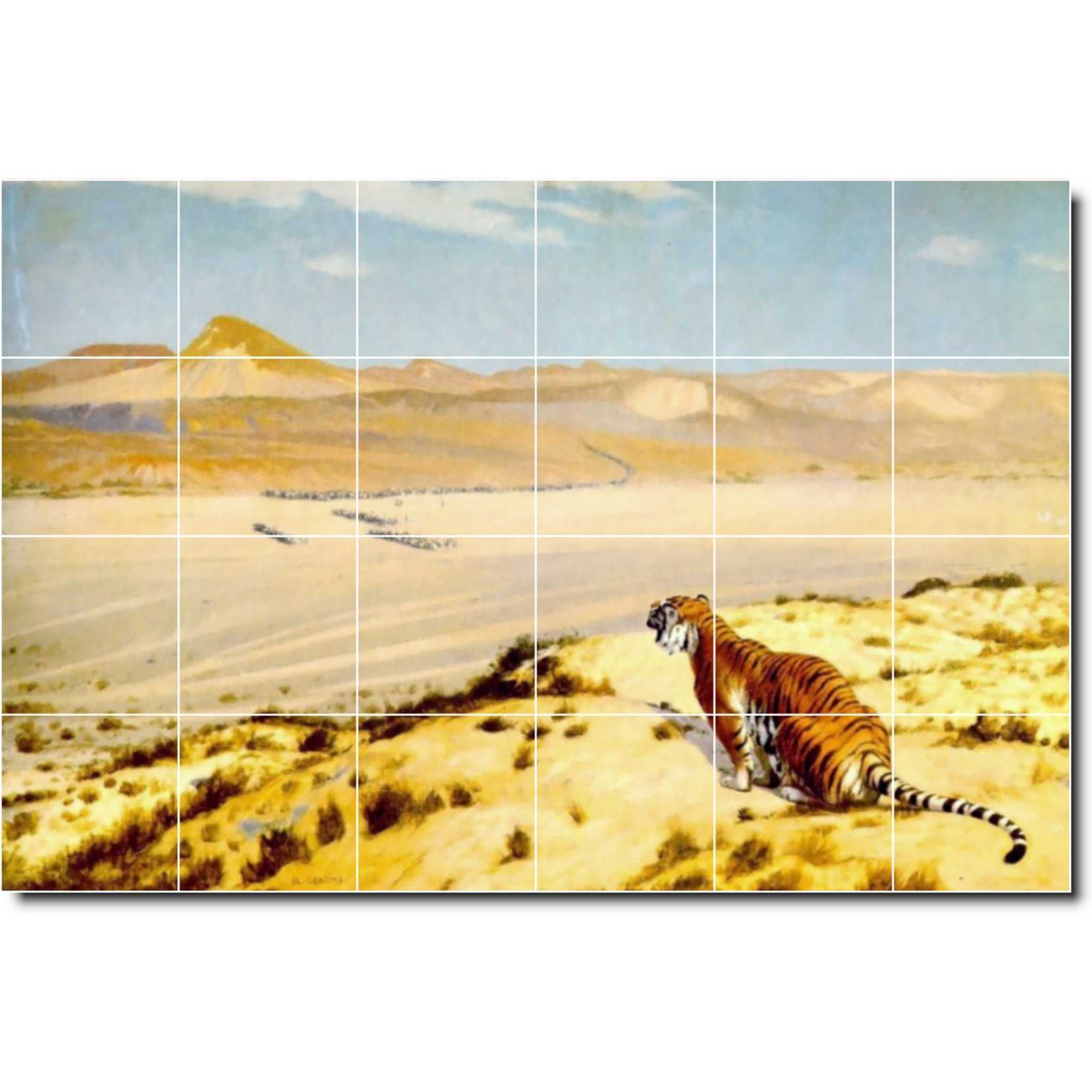 Ceramic Tile Mural-Jean Gerome Animals Painting 46. 25.5