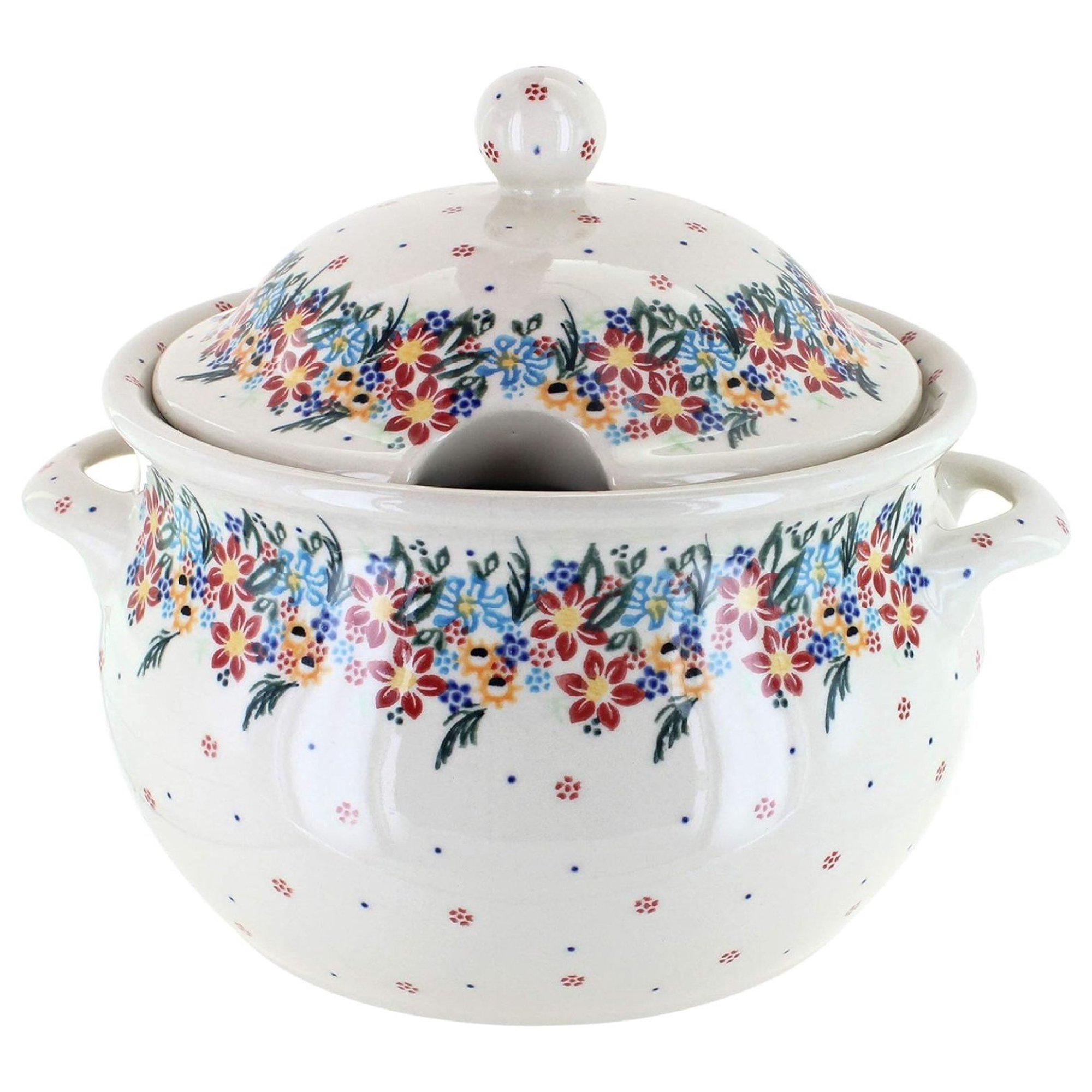 ZHANGHU Blue Rose Polish Pottery Tara Large Soup Tureen