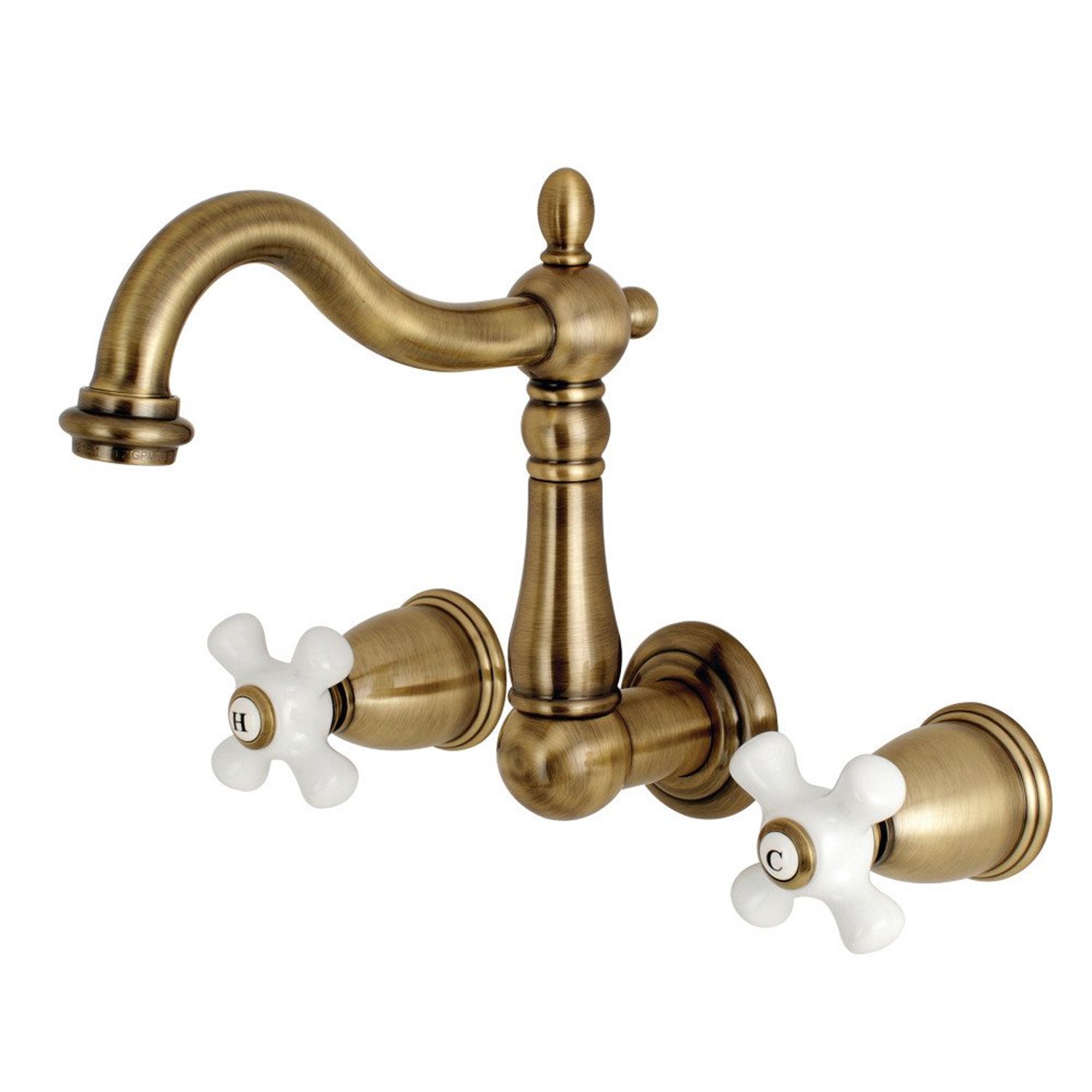 HomeStock 8-Inch Center Wall Mount Bathroom Faucet, Vintage Brass
