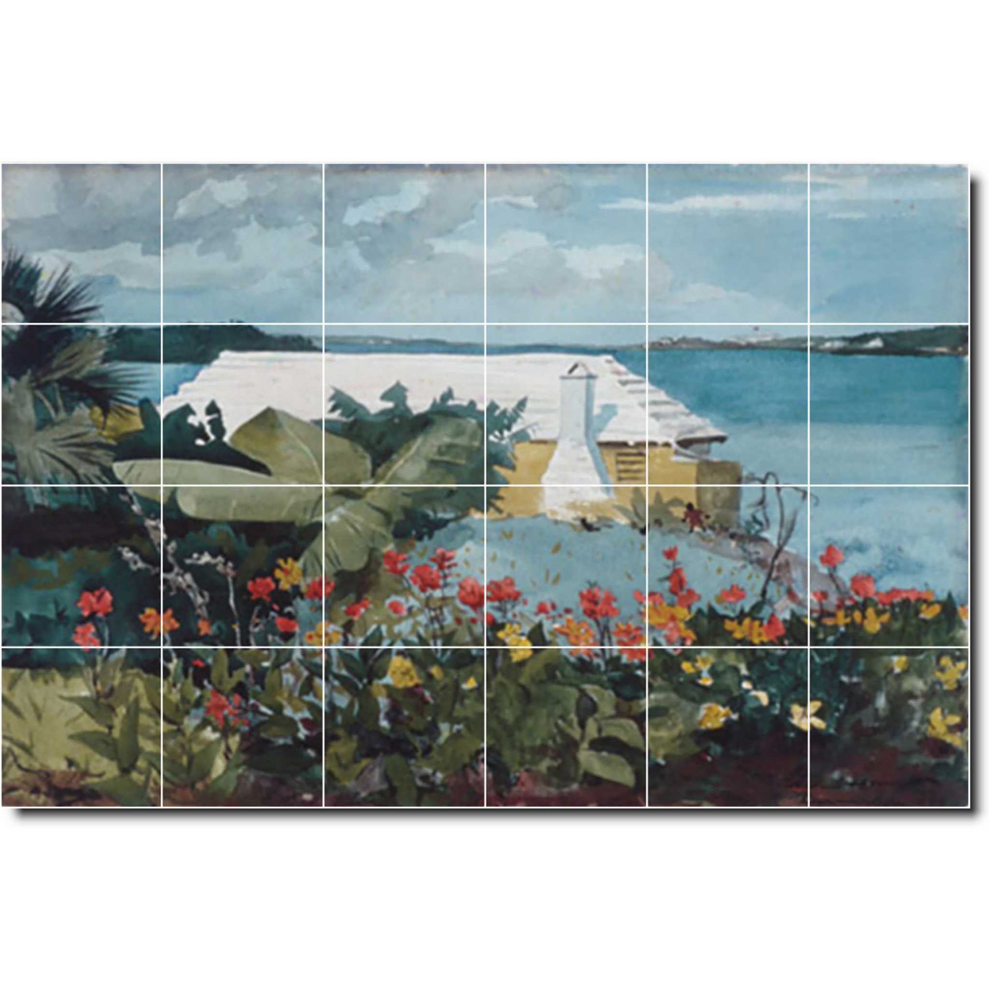 Ceramic Tile Mural-Winslow Homer Garden 23. 25.5