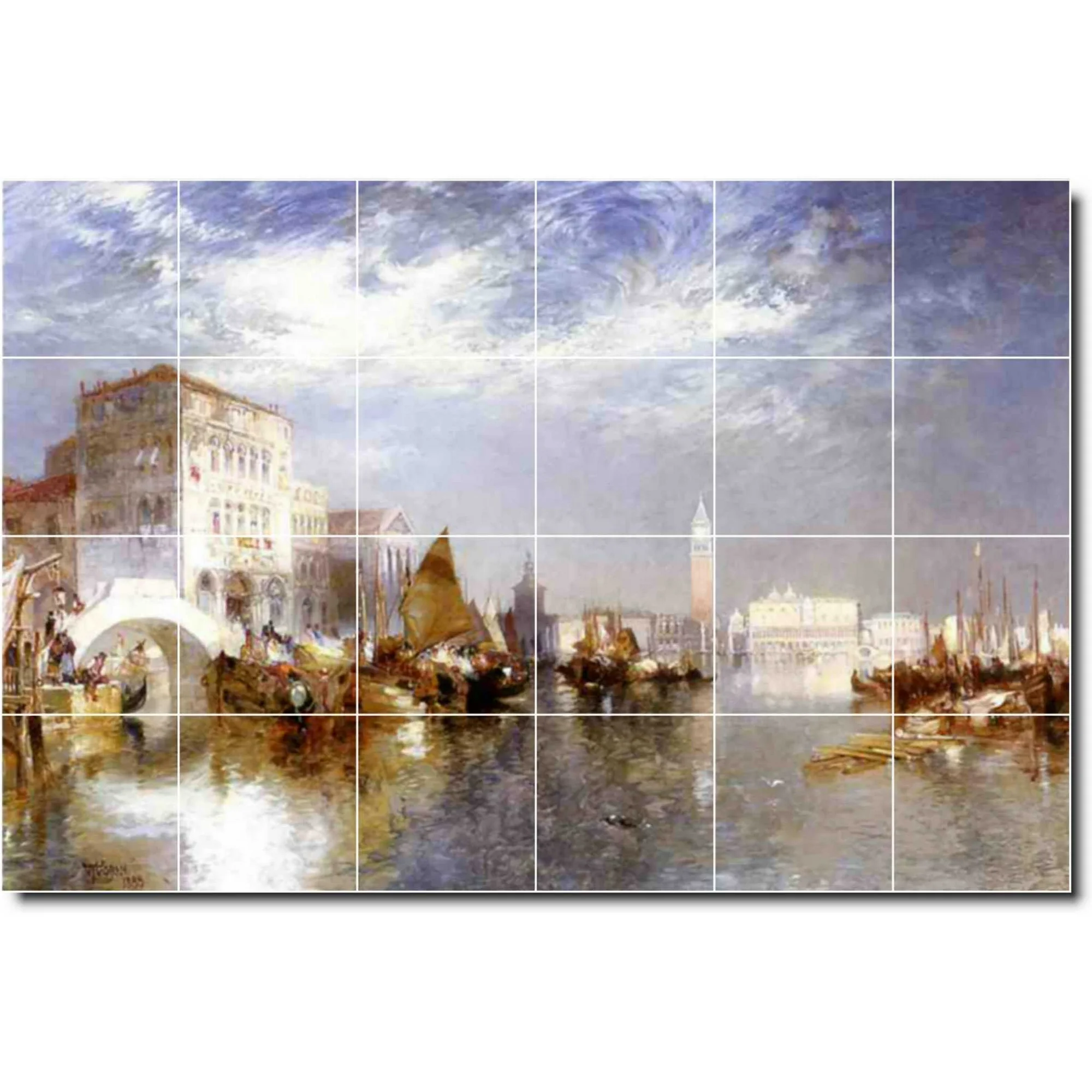 Ceramic Tile Mural-Thomas Moran City Kitchen Tile Mural 30. 25.5