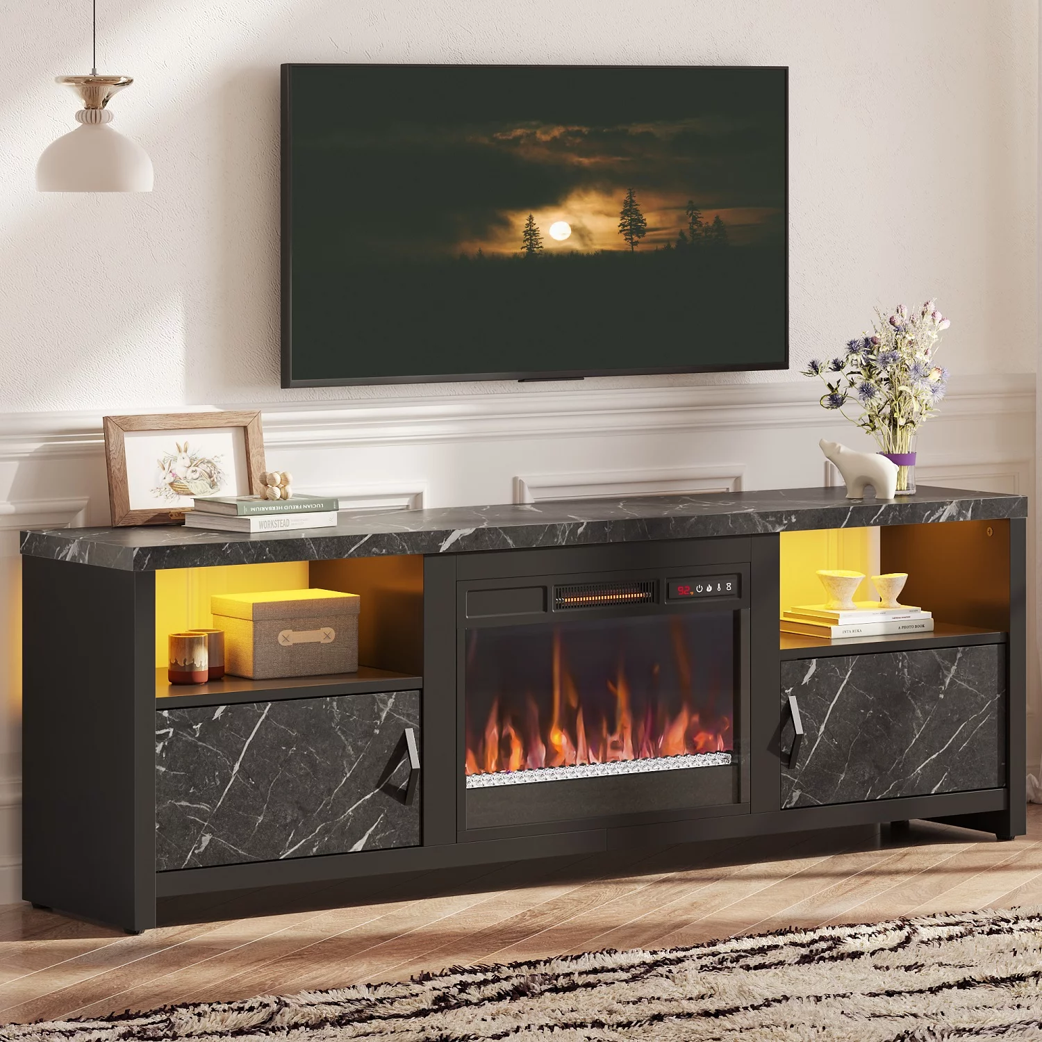 Bestier 71 inch Electric Fireplace TV Stand for TVs up to 75