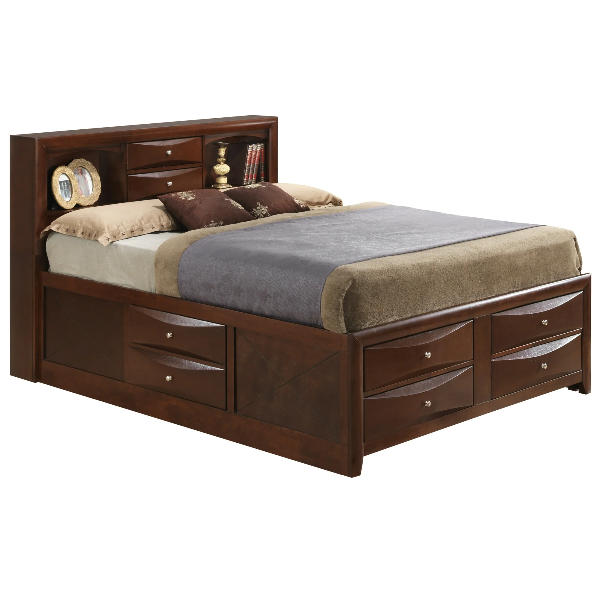Newboti Furniture Marilla G1550G-QSB3 Queen Storage Bed, Cherry NO.56017