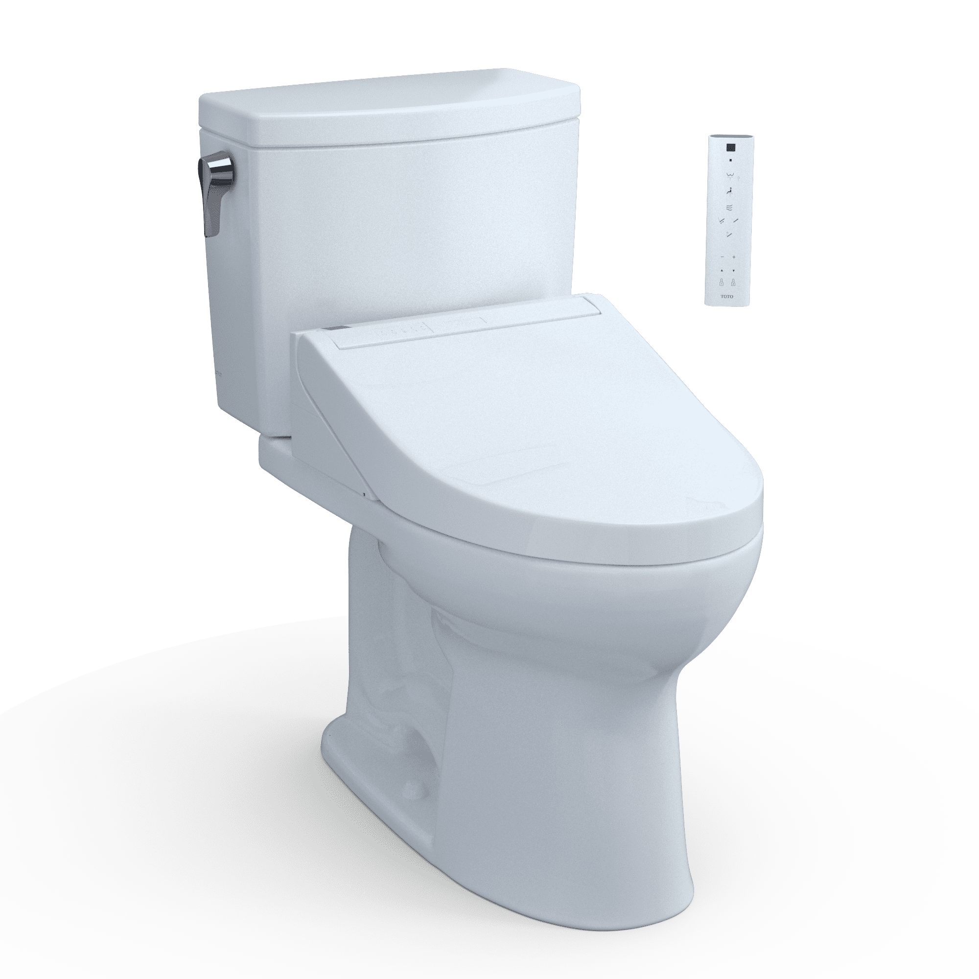 TOTO WASHLET+ Drake II 1G Two-Piece Elongated 1.0 GPF Toilet and WASHLET+ C5 Bidet Seat, Cotton White - MW4543084CUFG#01