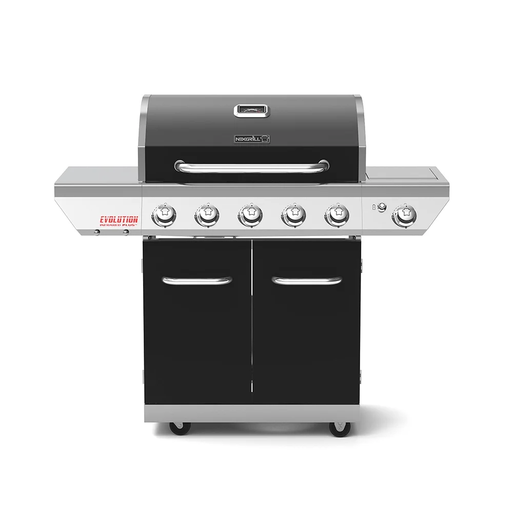 Nexgrill Evolution 5-Burner Propane Gas Grill w/ Infrared Technology, Side Burner & Tables, 57000BTUs