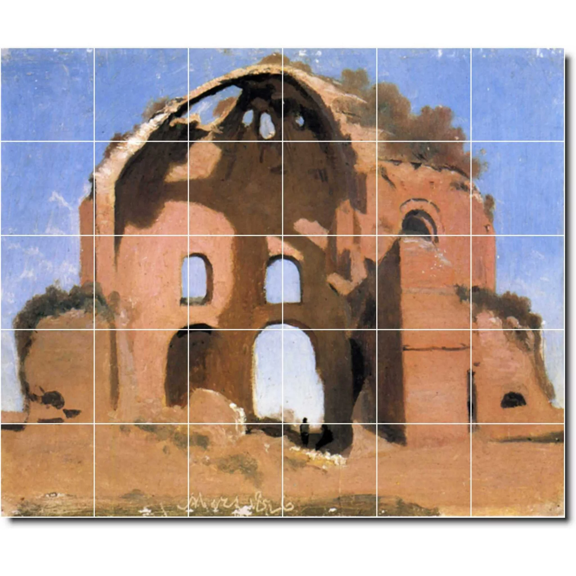 Ceramic Tile Mural-Jean Corot Historical Wall Tile Mural 17. 25.5