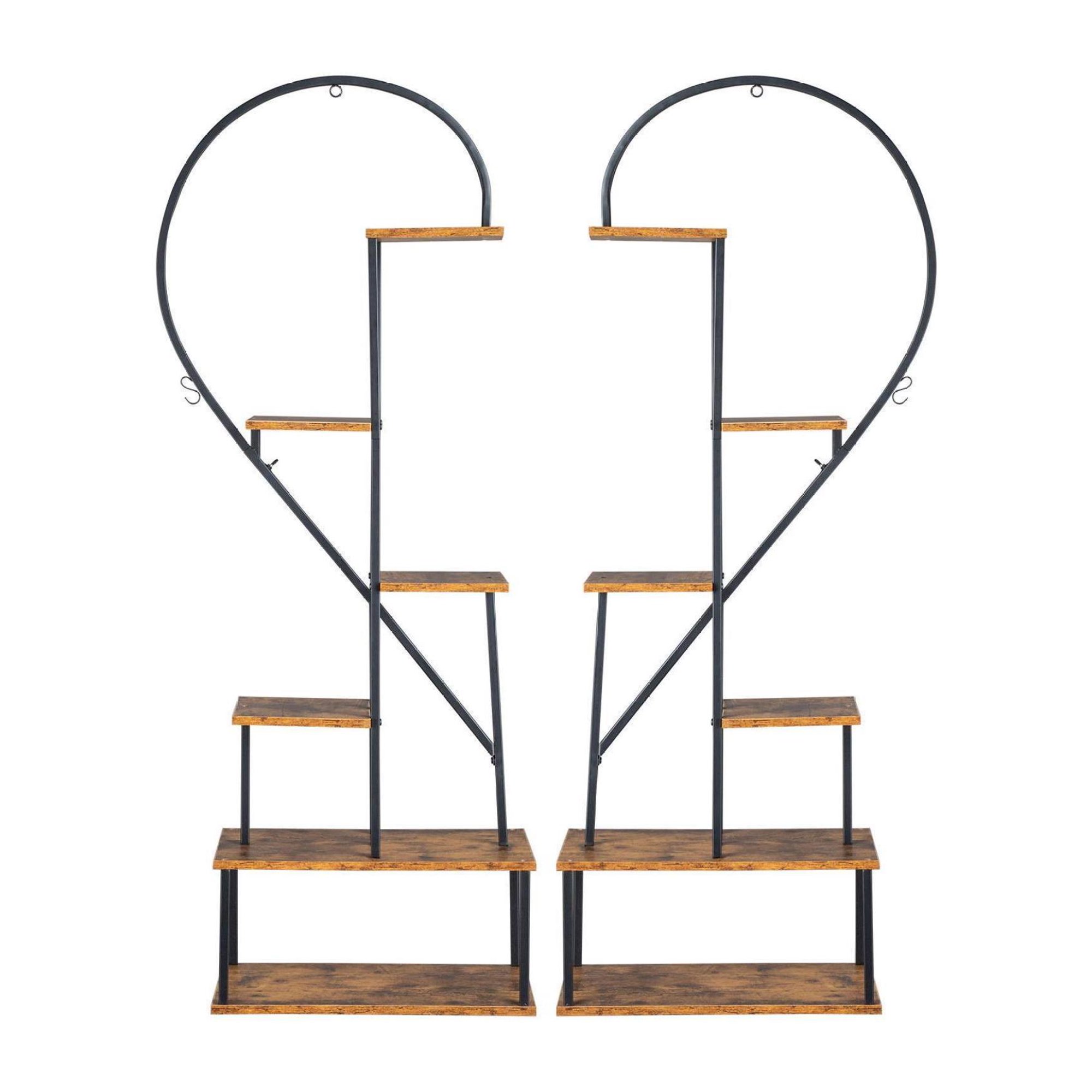 ZHANGHU 6 Tier Metal Plant Stand Muti-Purpose Ladder Shelf Indoor 12 Potted Half Heart