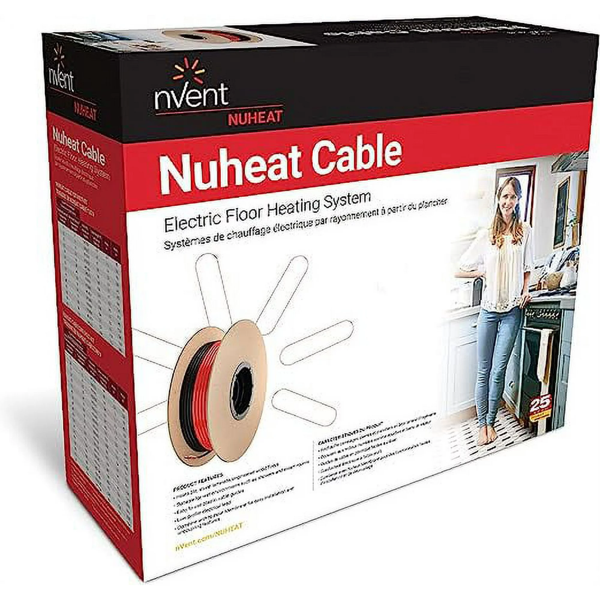 Nuheat cable, 240 V, 90 sq. ft., 4.6 Amps. Cable length 358'
