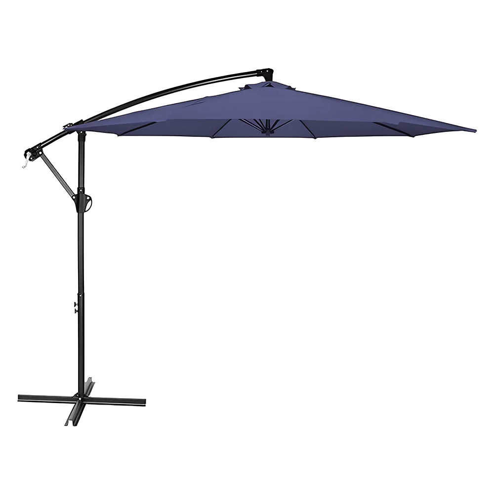 XCJDILAO 10 ft. Steel Cantilever Offset Outdoor Patio Umbrella with Crank Lift - Beige