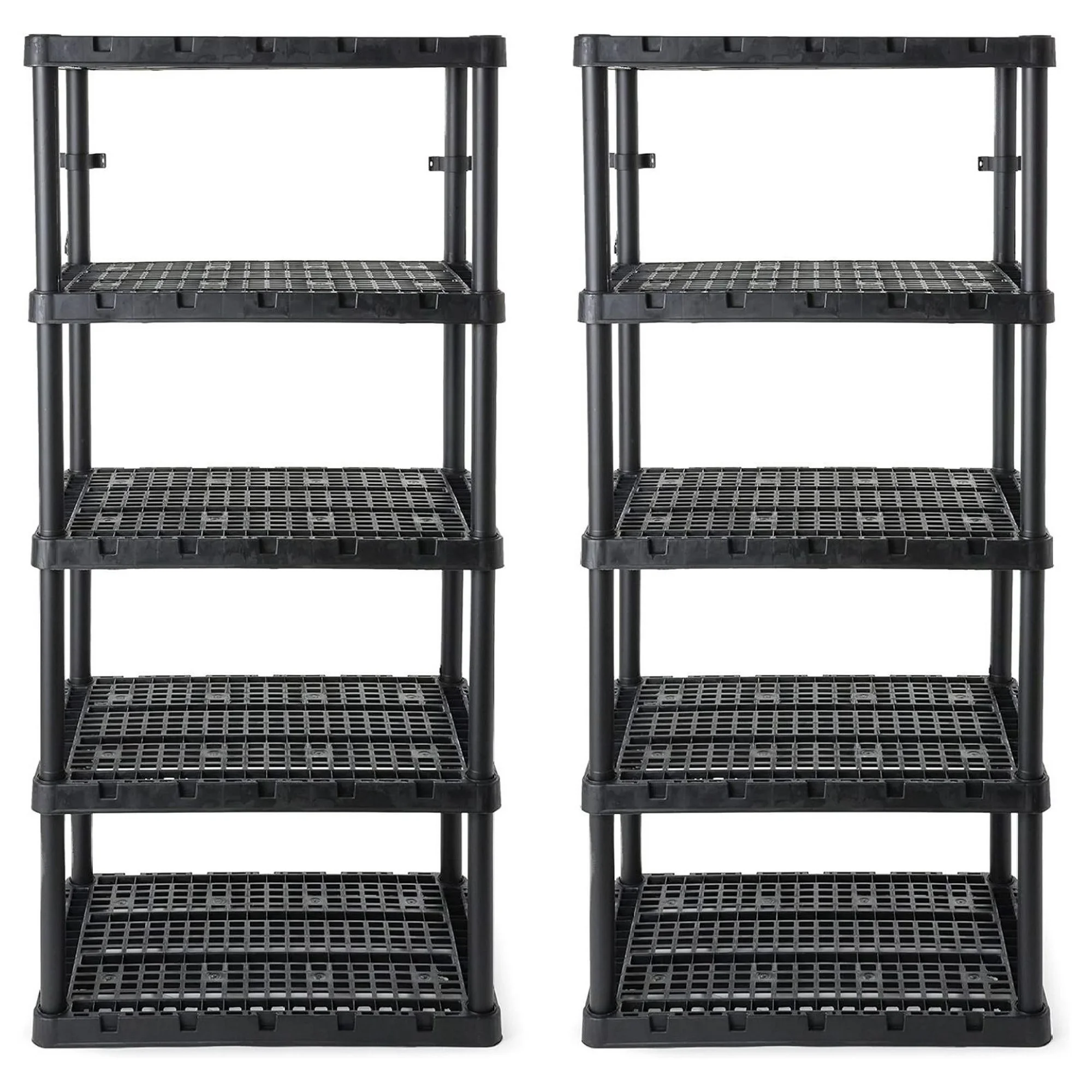 ZHANGHU 5 Shelf Knect-A-Shelf Ventilated Extra Heavy Duty Storage Unit Organizer System for Home, Garage, Basement and Laundry, Black (2 Pack)