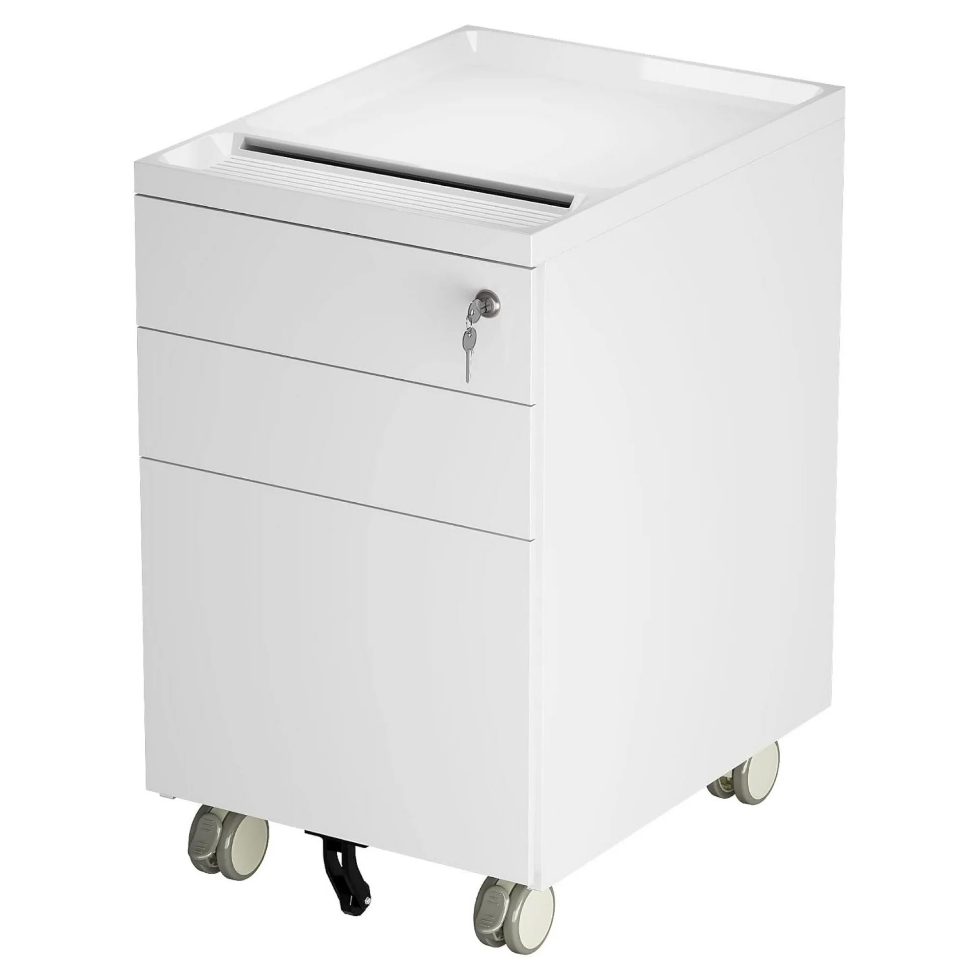 ZHANGHU 3 Drawer Locking File Cabinet, Fully Assembled Except Casters, Metal Rolling Vertical Filing Cabinet for Legal/Letter/A4 (3-Drawer, White)