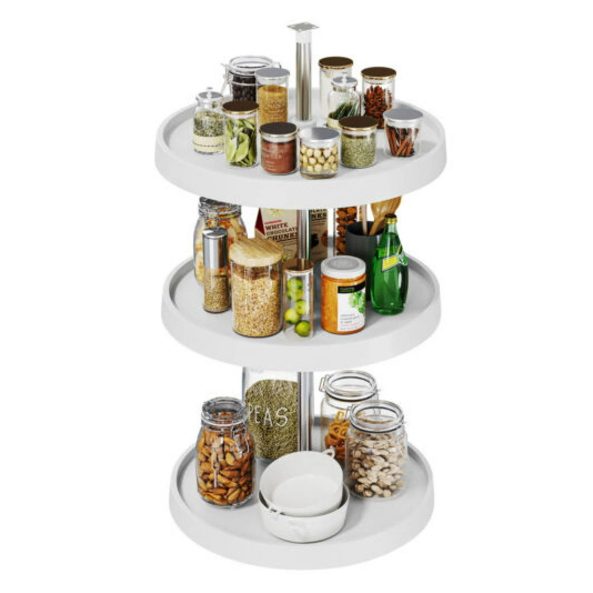 ZHANGHU 18-Inch Full-Circle 3-Shelf Lazy Susan Corner Kitchen Cabinet Storage Organizer