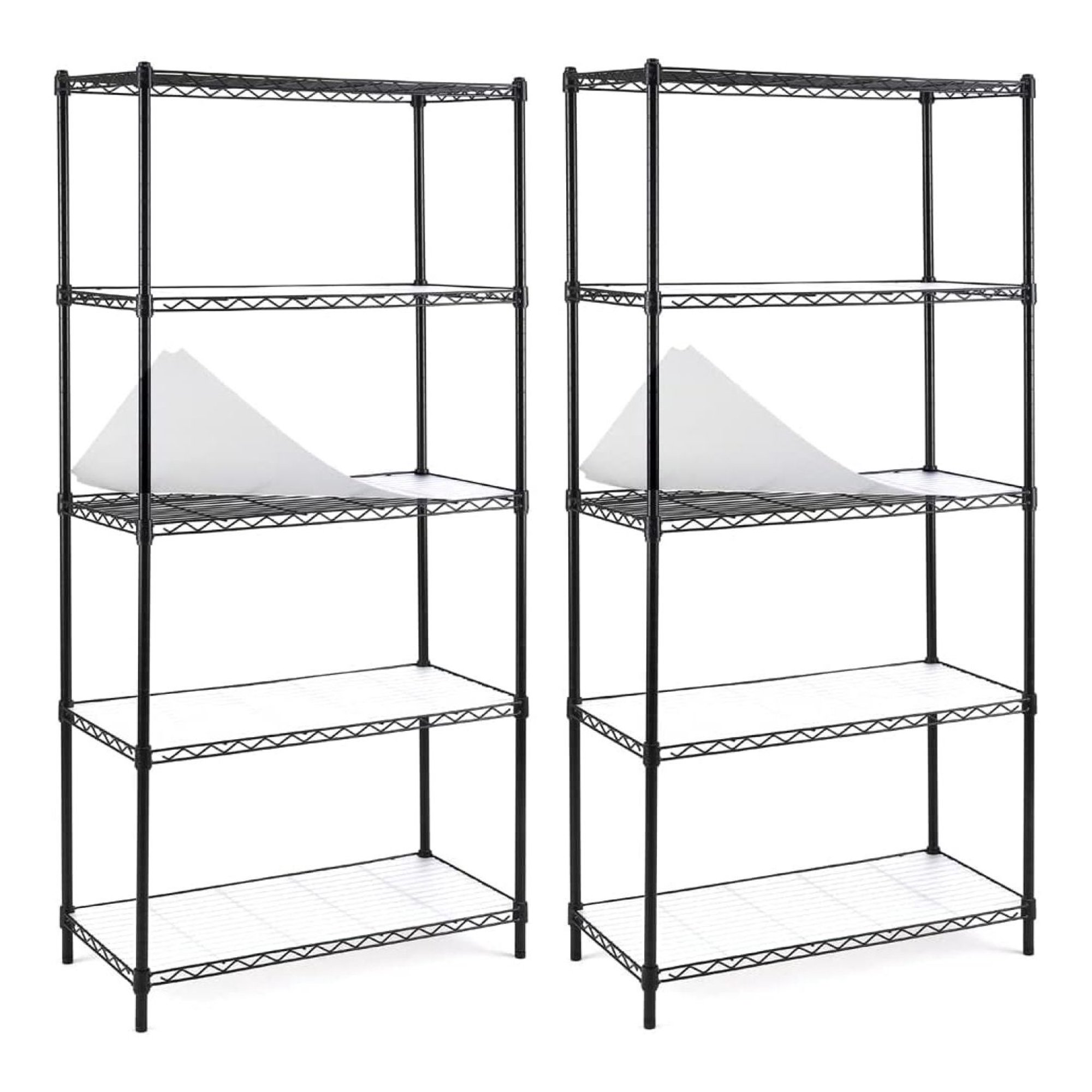 ZHANGHU 2-Pack 5-Shelf Shelving Unit, Adjustable, Heavy Duty Carbon Steel Wire Shelves, 150lbs Loading Capacity Per Shelf, Units and Storage for Kitchen Garage (30W x 14D 60H) Black, S200-5X2