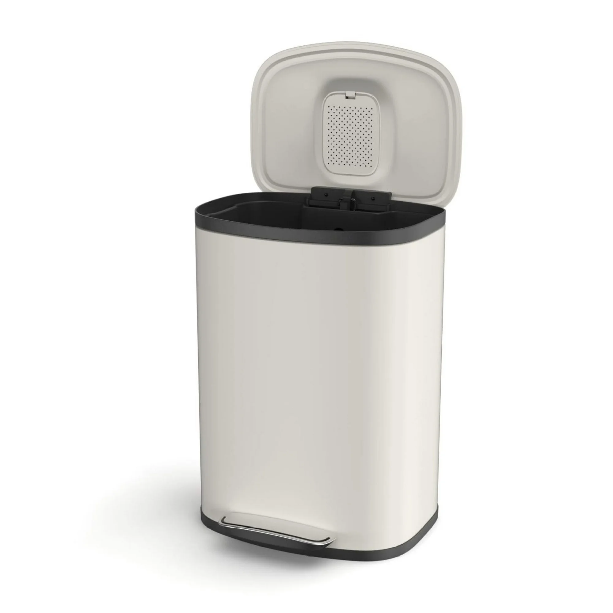 ZHANGHU 50L/13 Gallon Trash Can, Stainless Steel Garbage Can with lid, Heavy Duty Trash Bin w/Soft-Close Foot Pedal & Exquisite Oval Shape Cover, Hands-, Finish, Smudge Resistant