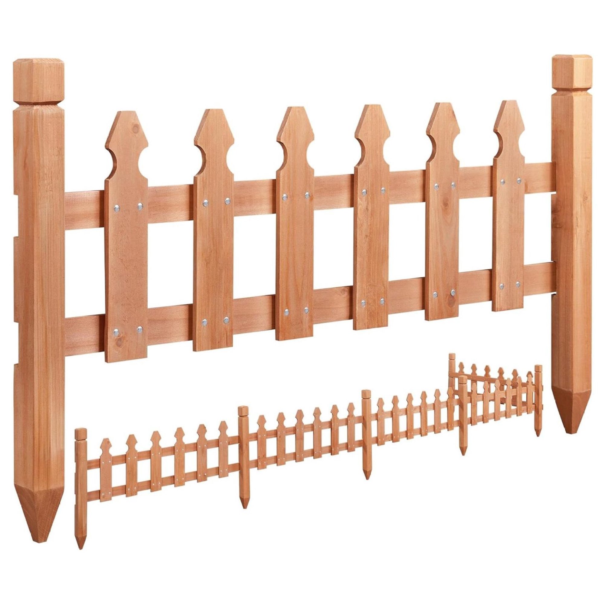 wangc123 Wood Garden Fence Decorative Fence Patio Flower Garden Border Yard Border Garden Bed Pool Fences Outdoor Wood Edging Fencing Light Brown- 532.5 in