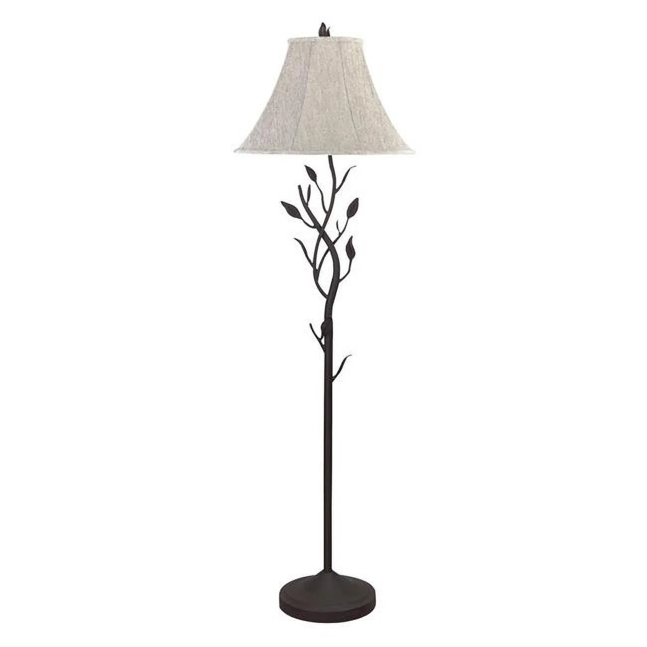 HomeRoots 526339 62 in. Grey Traditional Shaped Floor Lamp with Brown Bell Shade