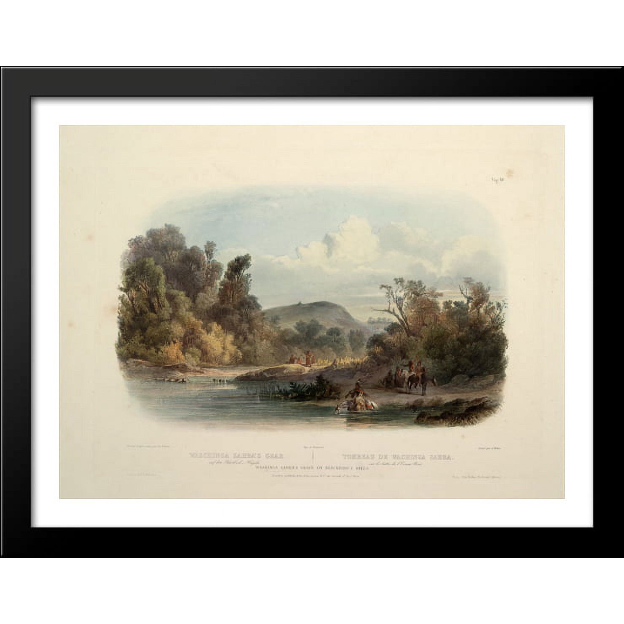 Washinga Saba's grave on Blackbirds hill, plate 12 from Volume 2 of 'Travels in the Interior of North America' 36x28 Large Black Wood Framed Print Art by Karl Bodmer
