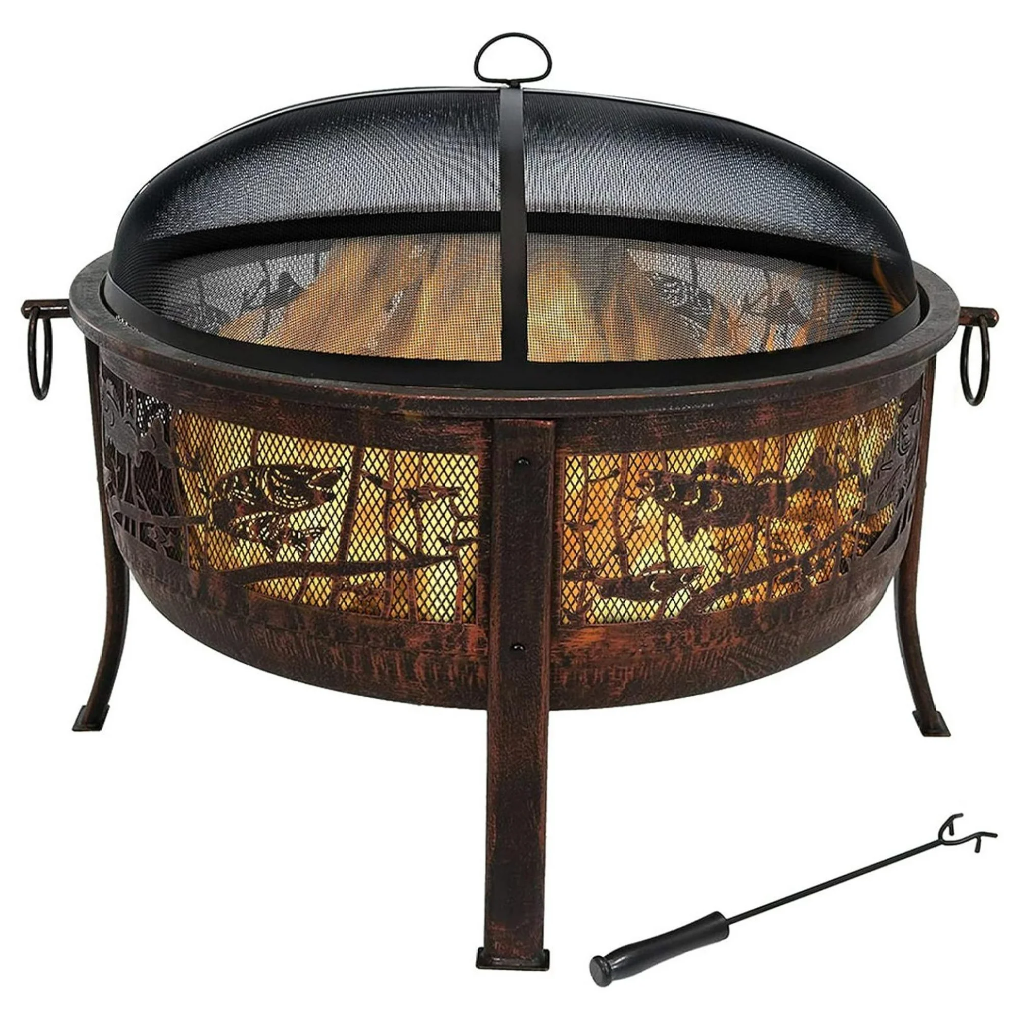 ZHANGHU 30-Inch with Screen, Water-Resistant Cover, Metal Grate, and Fireplace - Northwoods Fishing